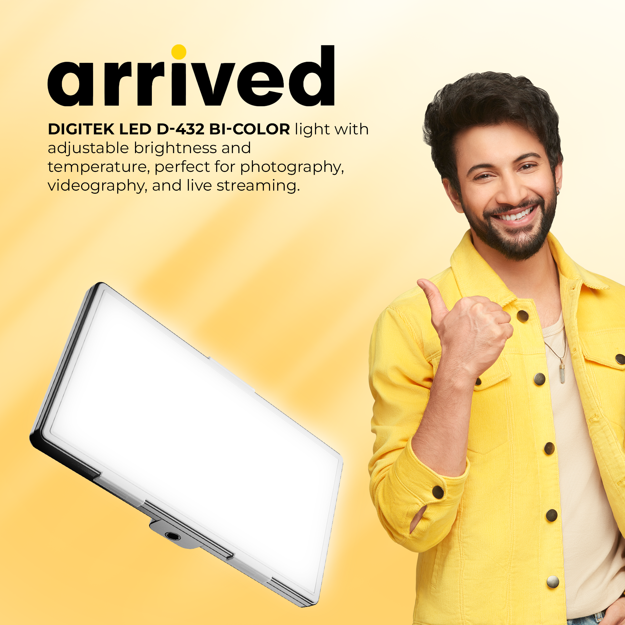 مصباح فيديو LED ثنائي اللون محمول من Digitek (LED-D432 Bi) LED-D432Bi (البطارية غير مشمولة)