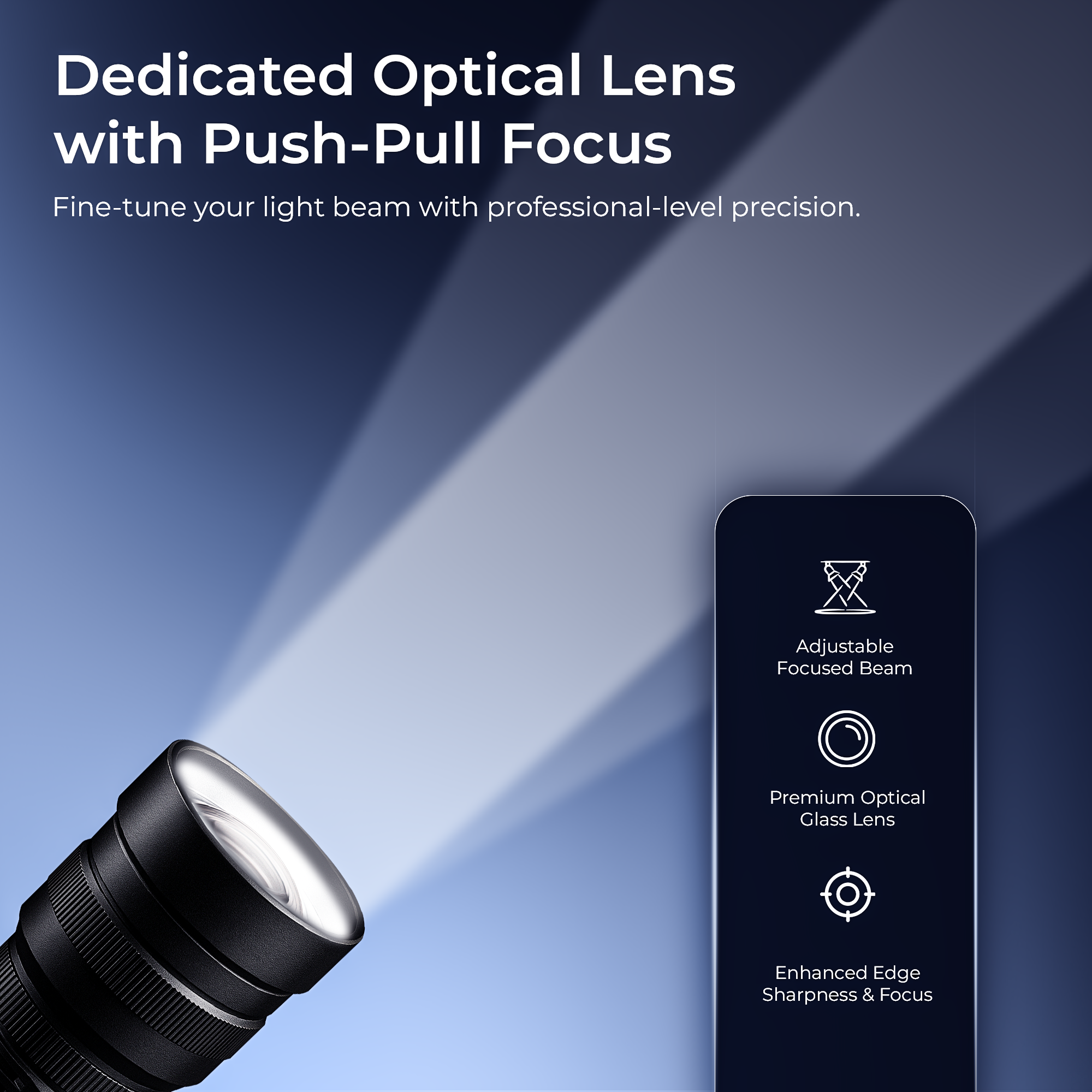 Digitek (DS 40 WTP PRO) Portable Torch Projector Snoot with Dedicated Professional Lens & Push Pull Adjustable Focused Beam, 20 Projection GOBOs