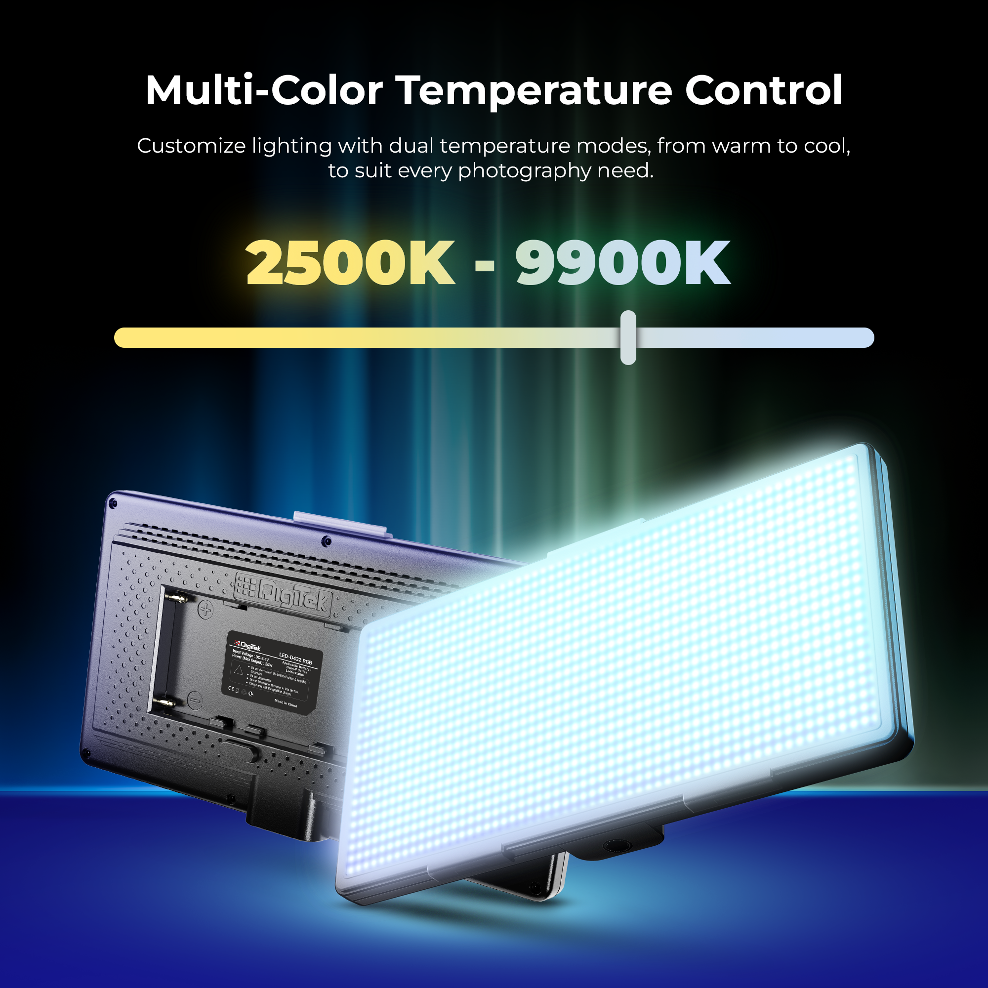 Digitek (LED-D432 RGB) Portable RGB LED Video Light LED-D432 RGB (Battery Not Included)