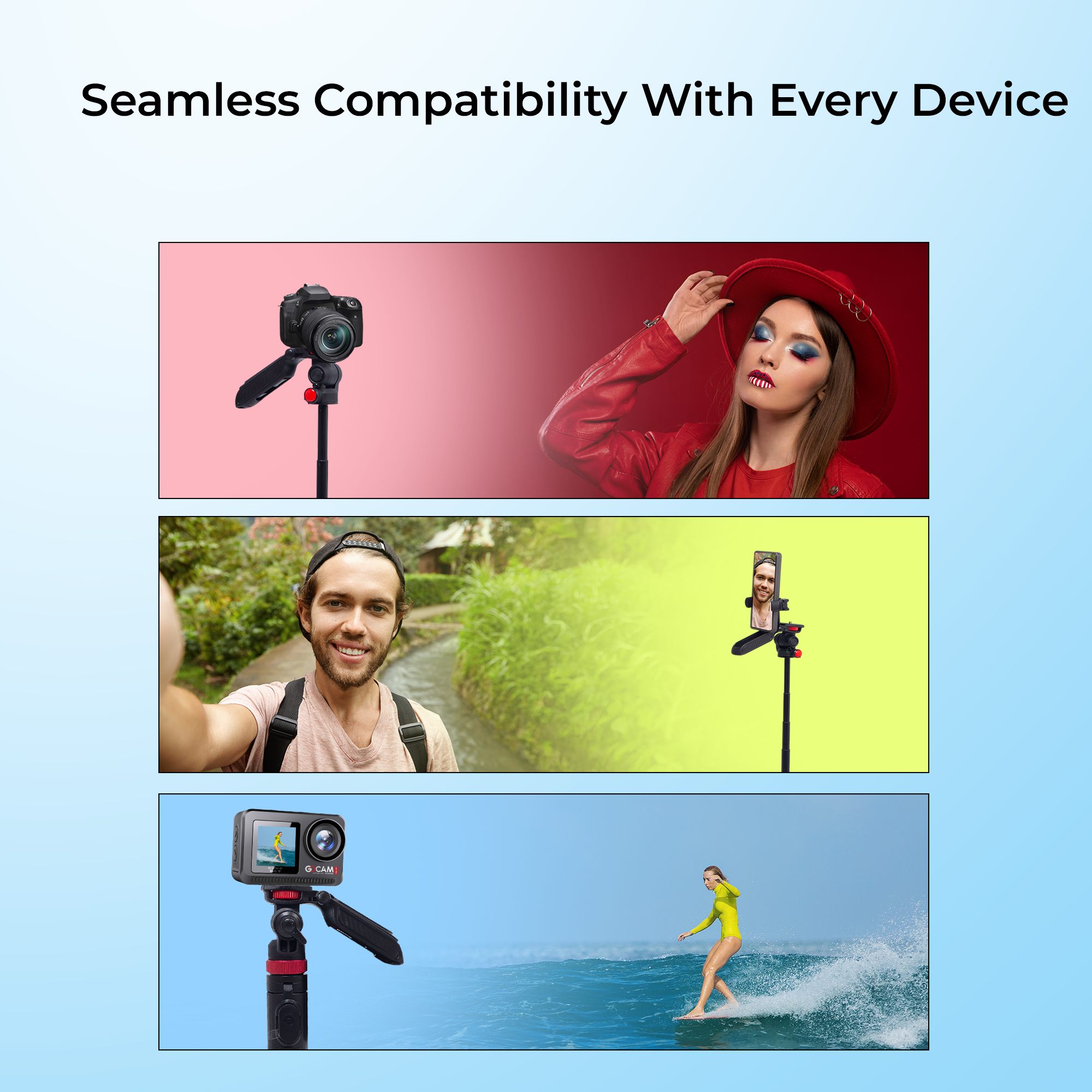 Digitek (DTR 565 SS) Tripod Selfie Stick with Wireless Remote, 360° Rotation, 7-Section Aluminum Rod, 1450mm Max Height, 3kg Load, GoPro Adapter – Compatible with Phone & Action Cameras