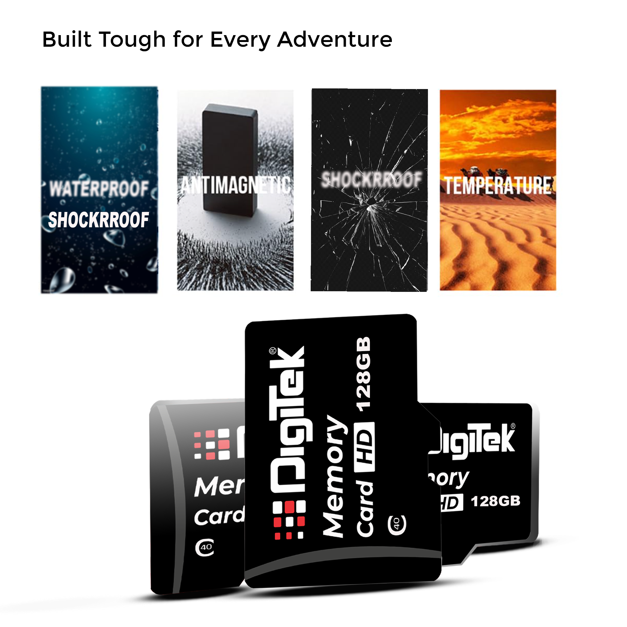 Digitek (DTF 128GB C40) High Speed 128GB Micro SDHC UHS III Memory Card – A2 Speed, 200MB/s, Waterproof & Shockproof, for 4K/8K Video, Drones, CCTV & Smartphones