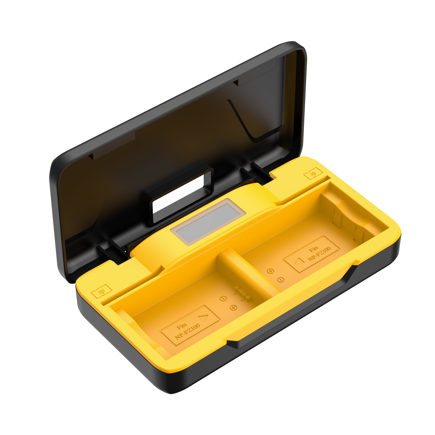 شاحن بطاريات مزدوج من ديجيتك (DUC-022 LP E17) لبطاريات LP-E17 وحامل بطاقة SD مع وظيفة بنك طاقة، ومنفذ USB-A، وشاشة LCD، وحافظة واقية، وتشغيل سهل الاستخدام.