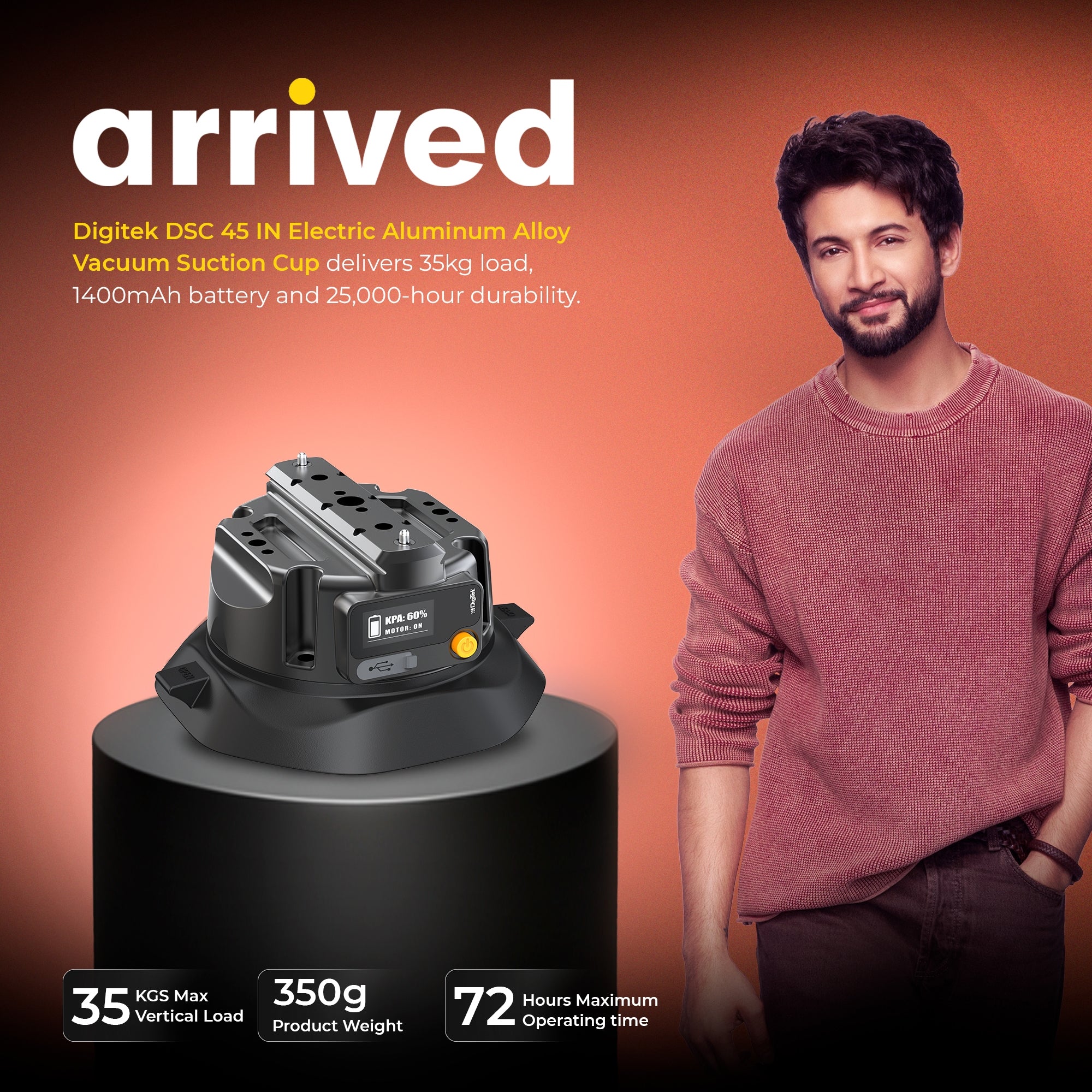 Digitek (DSC 45 IN) Electric Aluminum Alloy Vacuum Suction Cup for Cars & Indoor Shoots