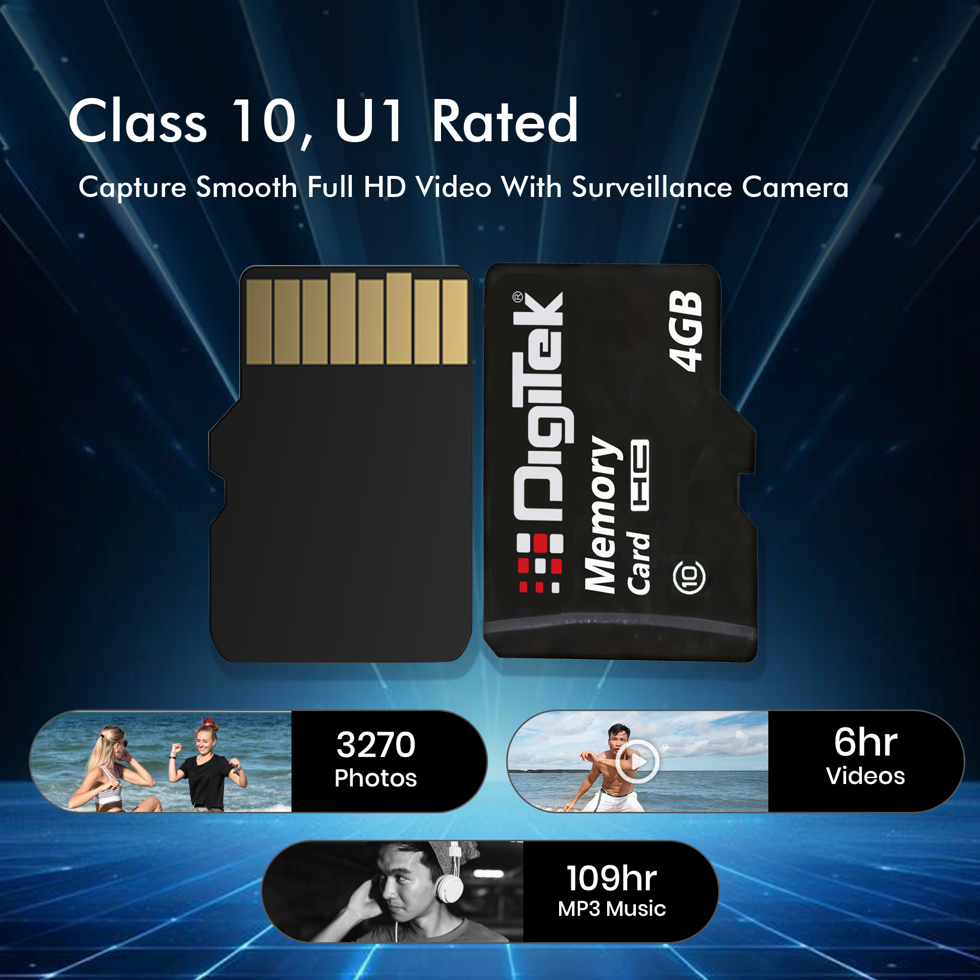 Digitek (DTF 4GB C10) High Speed Micro SDHC 4GB UHS-I Memory Card – A1, Class 10, 100MB/s Speed, Waterproof, Shockproof, X-Ray Safe, Ideal for Smartphones, Cameras, CCTV & More