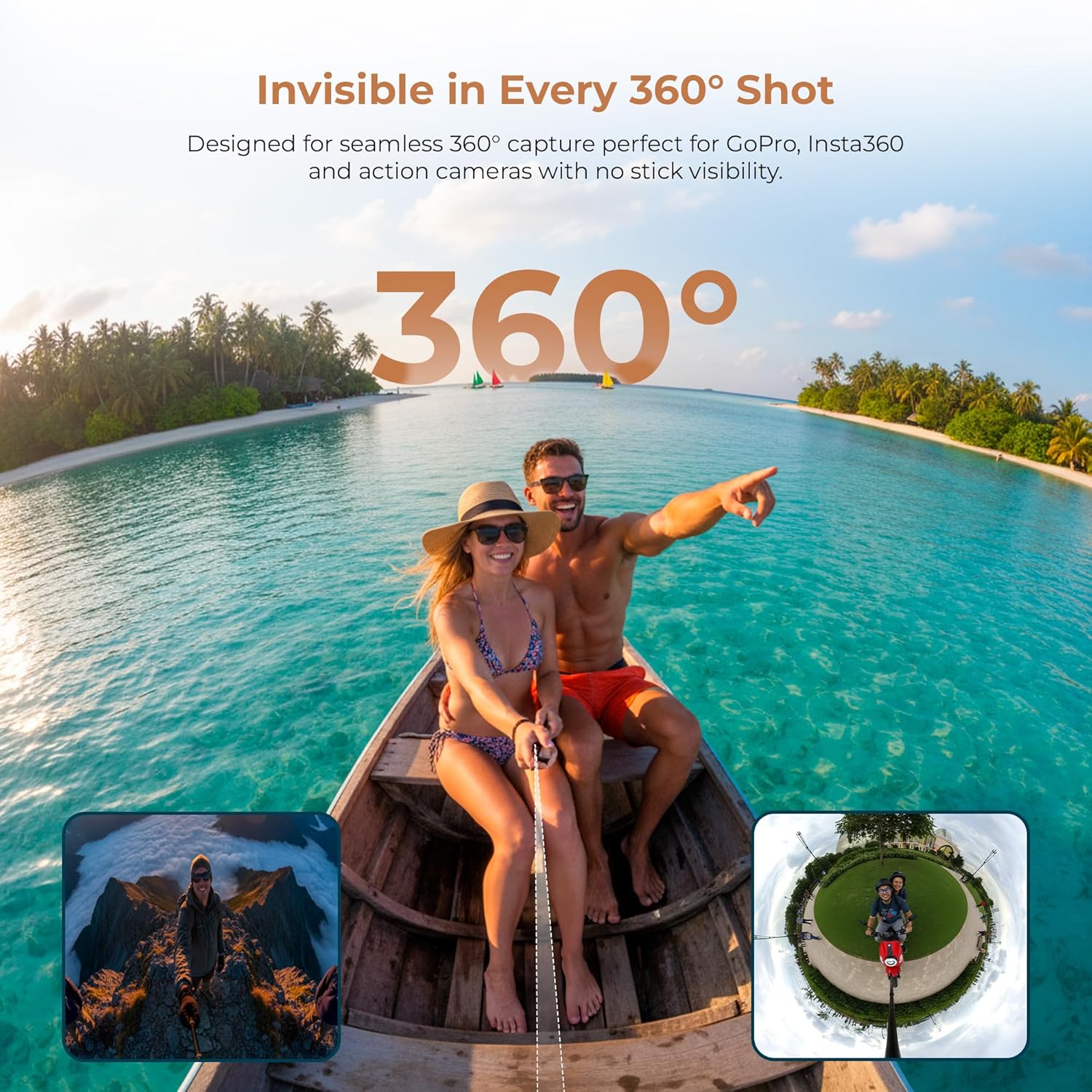 Digitek (DTR 650 IS) Aluminum Alloy 2 Meter Invisible Stick for GoPro Hero 11/10/9/8/7/6/5, Insta360 One X2/X3/X4/RS/Go 2, DJI Action 2/3 Cameras