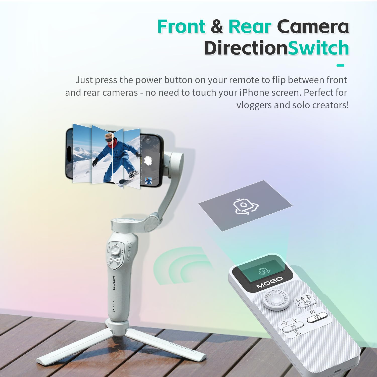 جهاز تحكم لاسلكي عن بعد من MOGO، حرر يديك، ملحق تصوير احترافي للتحكم في حركة التحريك والإمالة، تبديل الأوضاع، التبديل بين الكاميرات الأمامية والخلفية والتكبير/التصغير، متوافق فقط مع MOGO