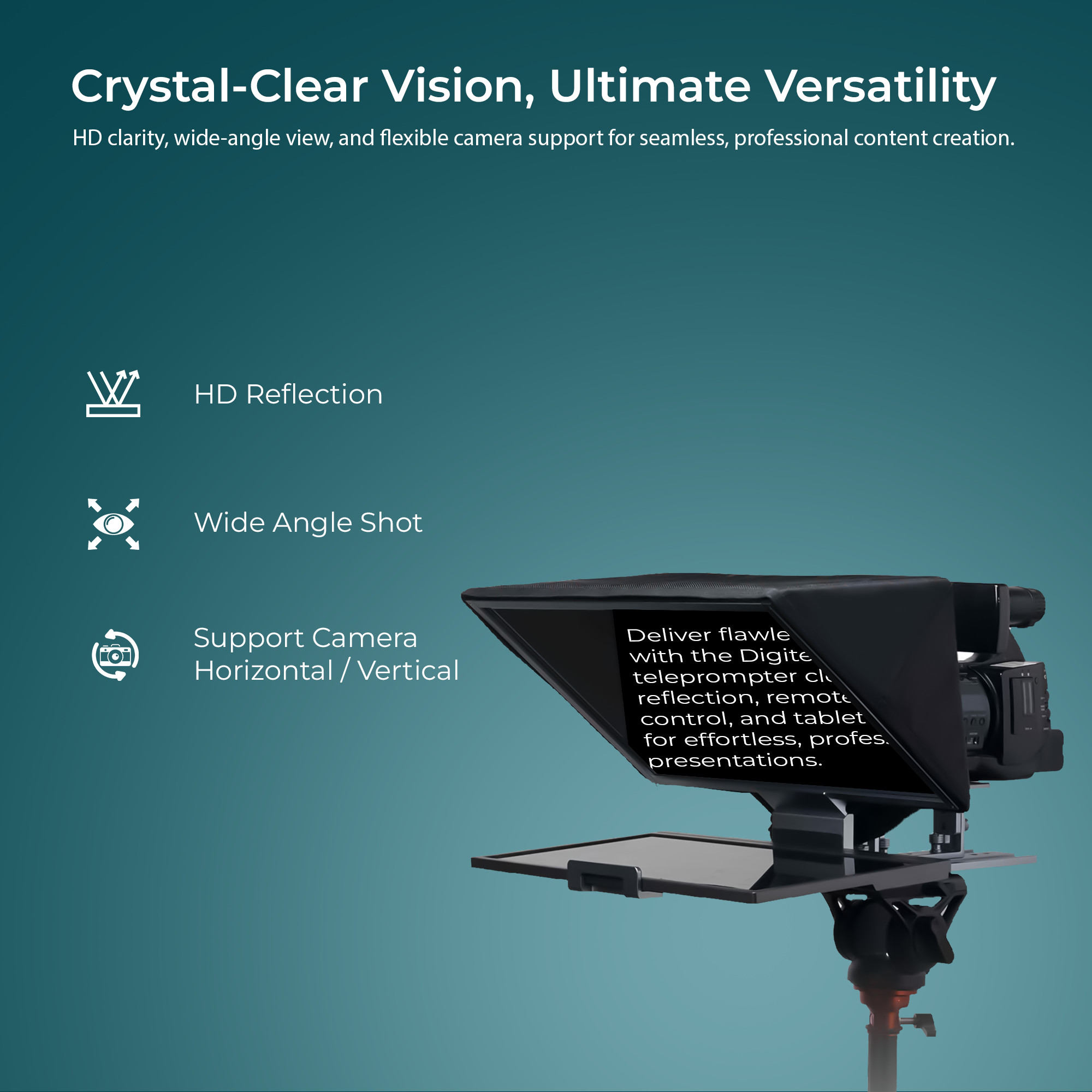 Digitek (DTP-016) 16” Digitek Teleprompter for Smartphone & DSLR Supports w/Remote Control, APP Compatible with iOS & Android System for Video Creator