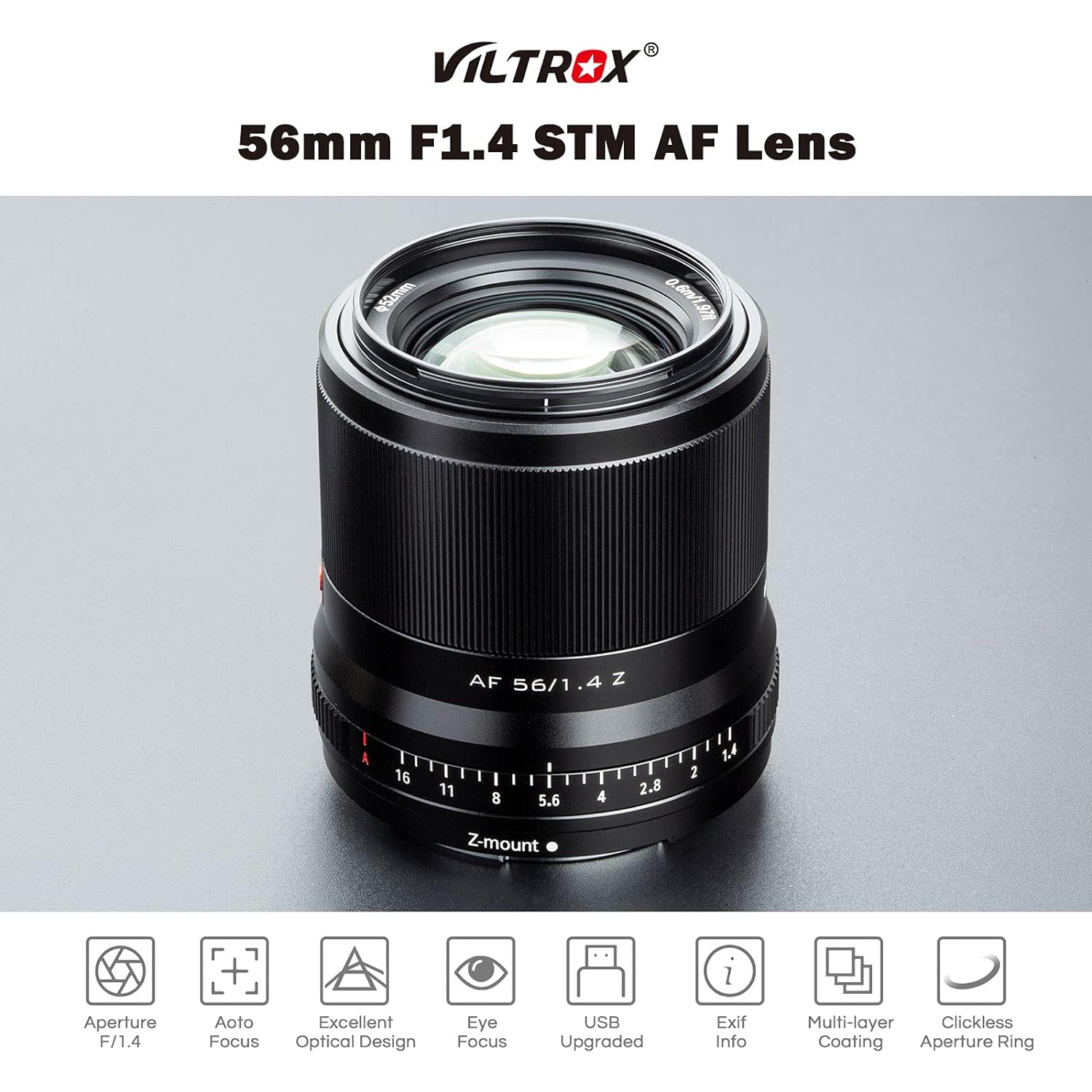 Viltrox 56mm F1.4 Autofocus Lens, Compatible with APS-C Nikon Z-Mount Mirrorless Camera Z fc Z50 Z5 Z6 Z6 II Z7 Z7 II (Black) - Digitek