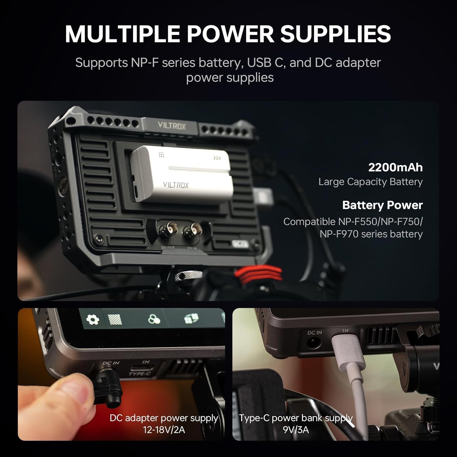 VILTROX DC-X3 Camera Field Monitor Kit with Rig Cage 2000 Nits Touchscreen Camera Monitor with SDI/4K HDMI in/Out, 6" Full HD 1920x1080 IPS, 3D LUTs Peaking Focus Assist, Sunshade Hood, Battery