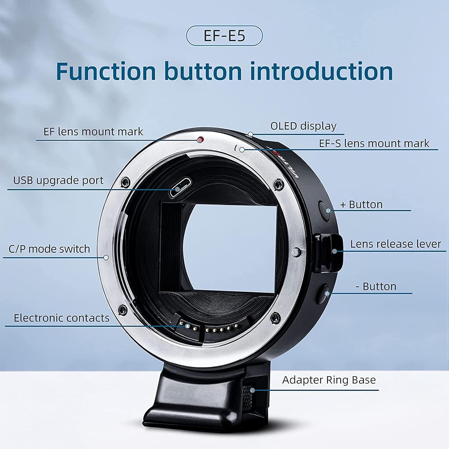 VILTROX Brand Auto Focus EF-E5 Mount Adapter for Canon-EF/EF-S Lenses On Sony-E-Mount Series Cameras, Black - Digitek