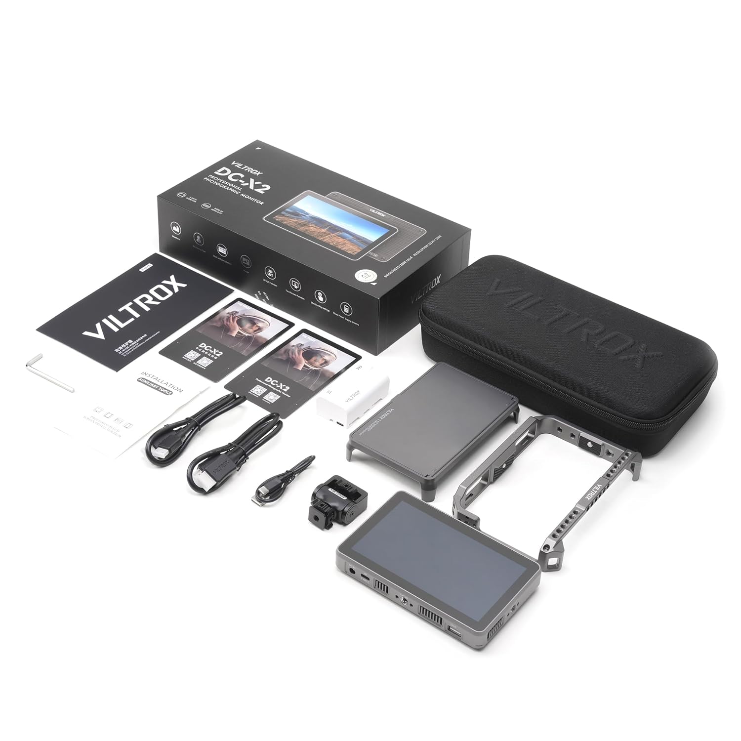 VILTROX DC-X2 with Kit SDI 6 Inch 4K Touchscreen Monitor Kit, 1920x1080 Video Monitoring, 3D Lut, RGB Parade, Focus Peaking, with Sunshade Hood, Battery