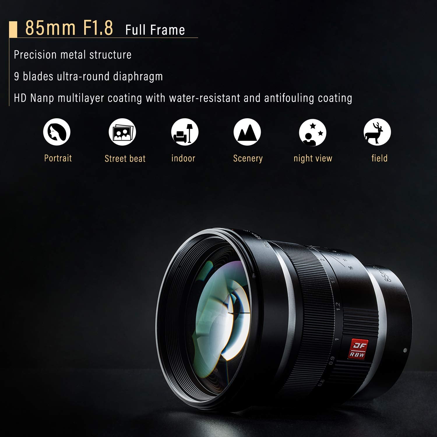 VILTROX 85mm F1.8 Lens Full Frame Manual Focus Medium Telephoto Portrait Prime Lens for Sony E Mount A9 A7R3 A7R2 A7M3 A7M2 A7S2 A6500 A6300 A6000 - Digitek