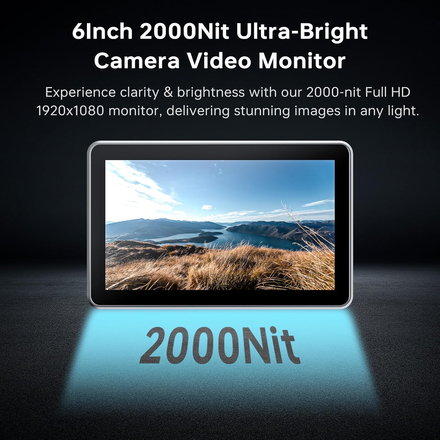 شاشة كاميرا VILTROX DC-X2 تعمل باللمس مقاس 6 بوصات بدقة Full HD بتقنية IPS، سطوع 2000 شمعة، مزودة بمنفذ HDMI للإدخال/الإخراج، وغطاء واقٍ من الشمس، وأدوات عرض ثلاثية الأبعاد (LUT)، وموجات، ومخططات بيانية، ومقياس متجهات، باللون الأسود.