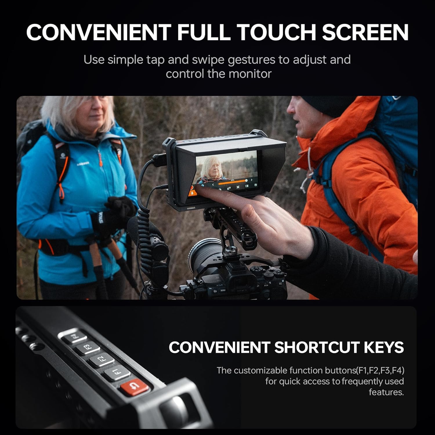 VILTROX DC-X3 Camera Field Monitor Kit with Rig Cage 2000 Nits Touchscreen Camera Monitor with SDI/4K HDMI in/Out, 6" Full HD 1920x1080 IPS, 3D LUTs Peaking Focus Assist, Sunshade Hood, Battery