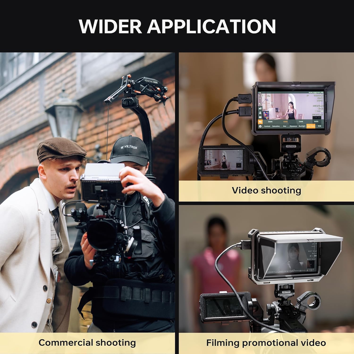 شاشة عرض كاميرا ميدانية تعمل باللمس من فيلتروكس DC-X3 مقاس 6 بوصات، شاشة تصوير احترافية بدقة 4K، منفذ HDMI 1.4 / 3G-SDI، سطوع 2000 شمعة، مزودة ببطارية، وغطاء واقٍ من الشمس، ومنفذ USB-A، وذاكرة عرض ثلاثية الأبعاد.
