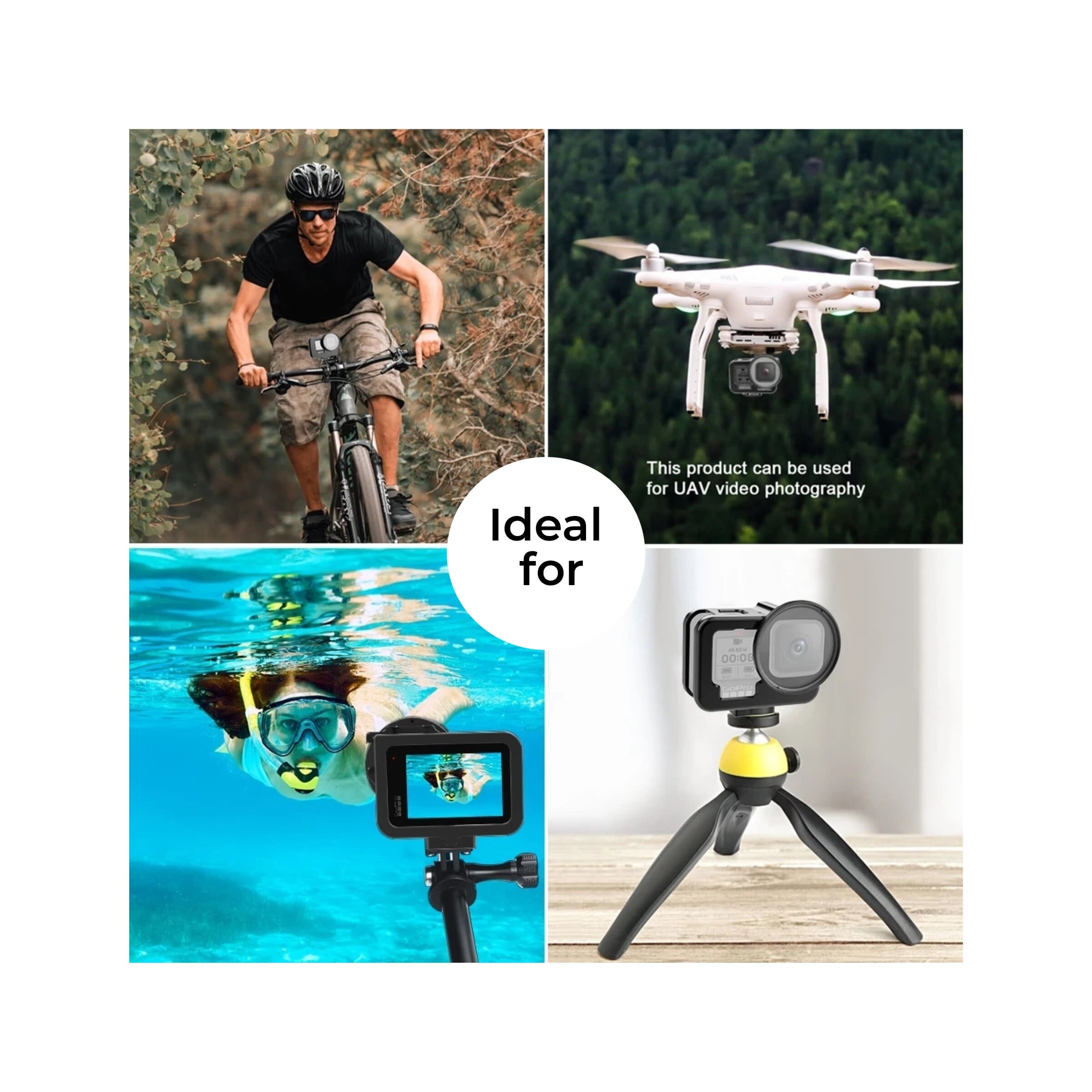 قفص كاميرا DIGITEK® لكاميرا GoPro Hero 12، هيكل من الألومنيوم خفيف الوزن، منفذ فلتر 52 مم، فتحات براغي 1/4 بوصة و3/8 بوصة، حامل لمصابيح LED وميكروفونات خارجية، مثالي لركوب الدراجات في المغامرات وتصوير الفيديوهات في الهواء الطلق