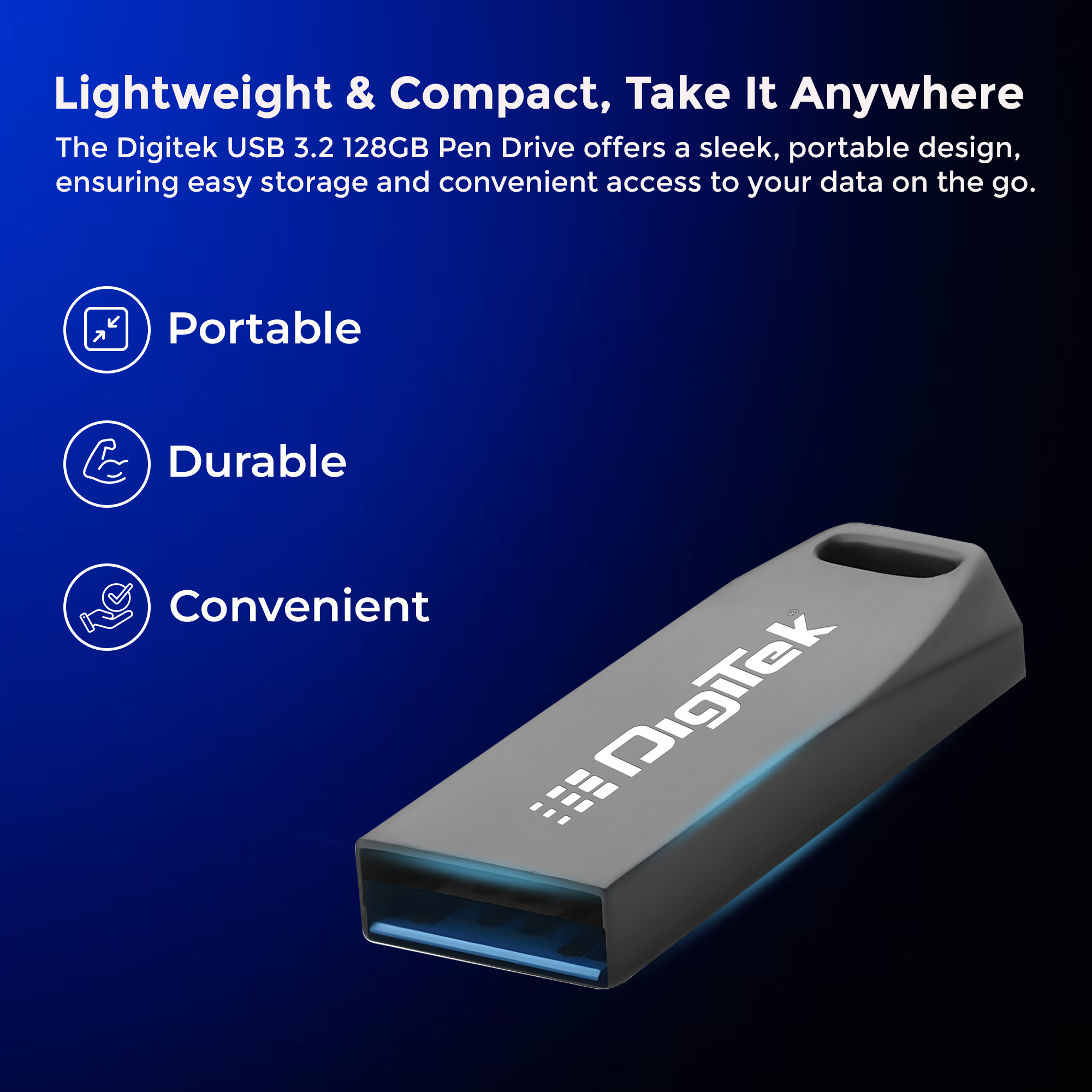 Digitek (Dud 128G V3.2) USB 3.2 Flash Drive, 128GB Storage, High Speed Read & Write, Pen Drive, Magnetic, X-Ray & Temperature Resistant | Compatible with Windows & Mac OS