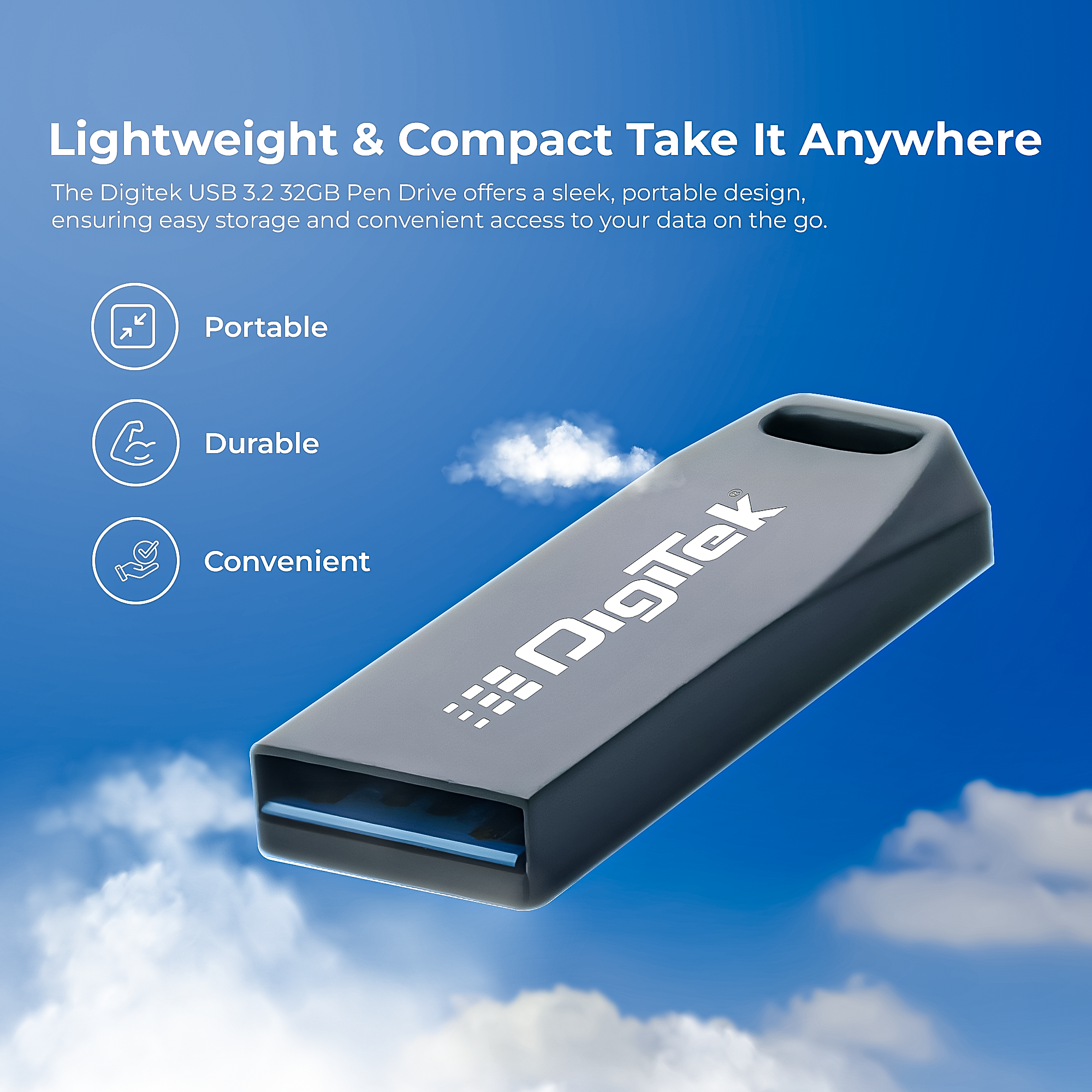 Digitek (Dud 32G V3.2) USB 3.2 Flash Drive, 32GB Storage, High Speed Read & Write, Pen Drive, Magnetic, X-Ray & Temperature Resistant, Compatible with Windows & Mac OS