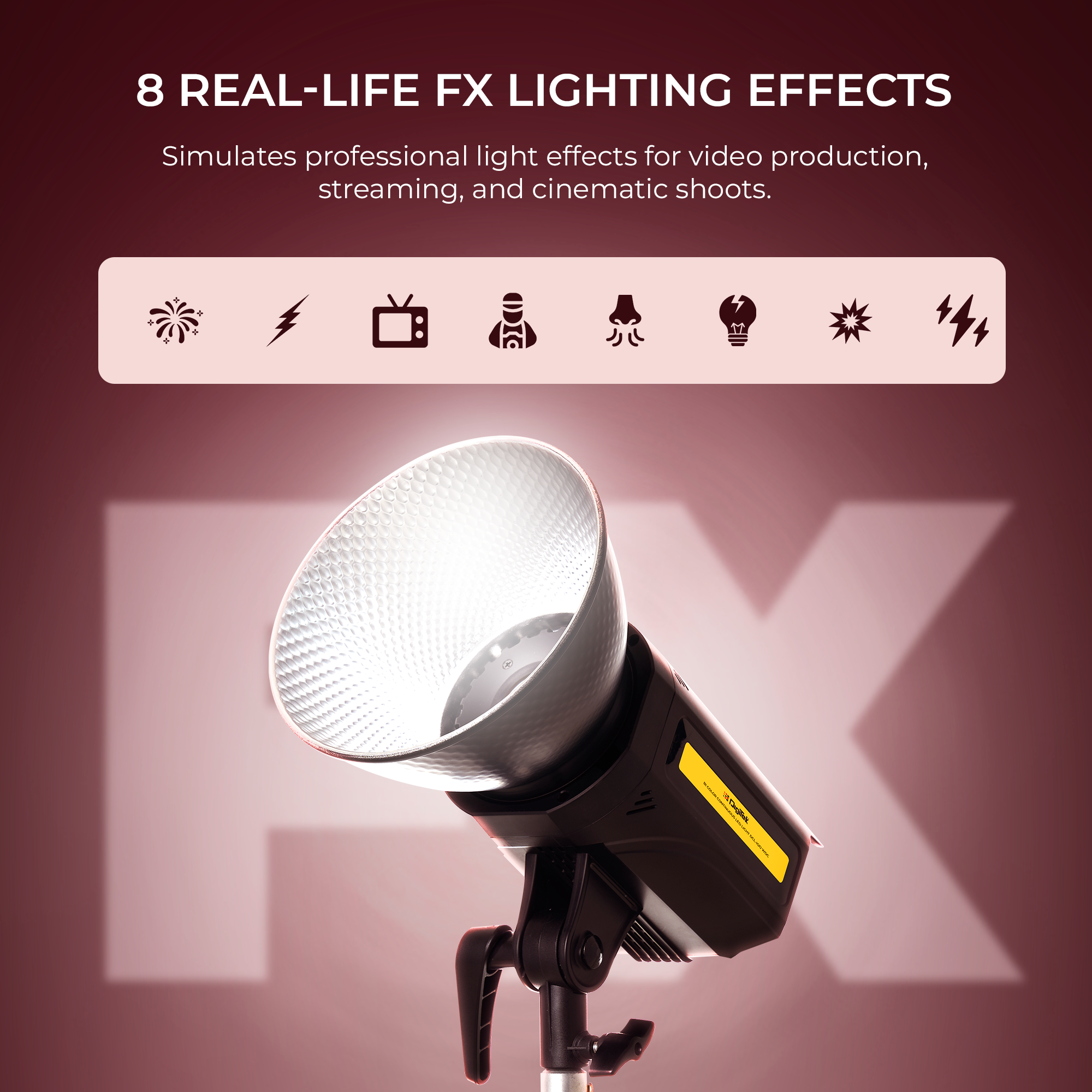 مصباح ديجيتك (DCL 100 WDC) ثنائي اللون مستمر مع عاكس للاستوديو