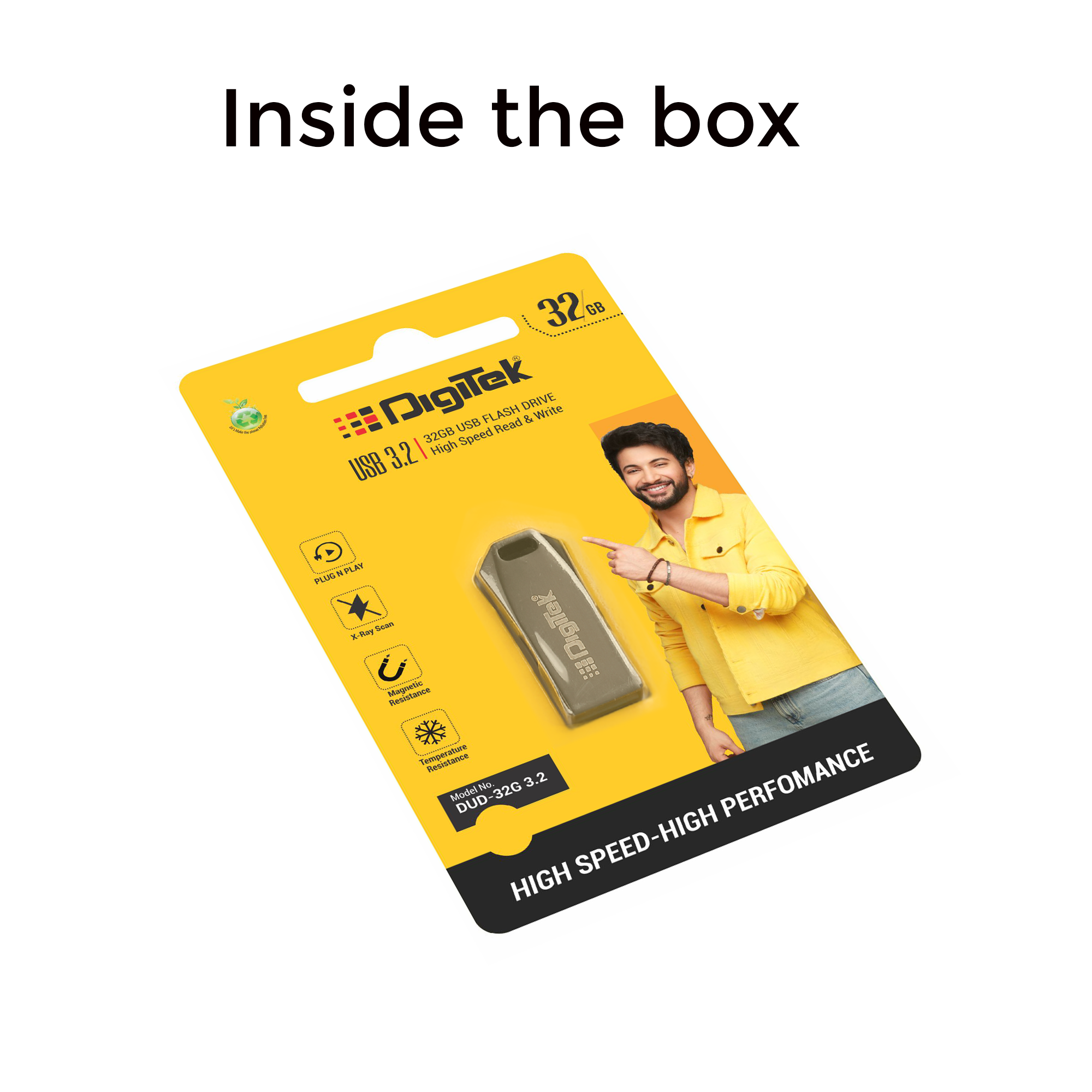 Digitek (Dud 32G V3.2) USB 3.2 Flash Drive, 32GB Storage, High Speed Read & Write, Pen Drive, Magnetic, X-Ray & Temperature Resistant, Compatible with Windows & Mac OS