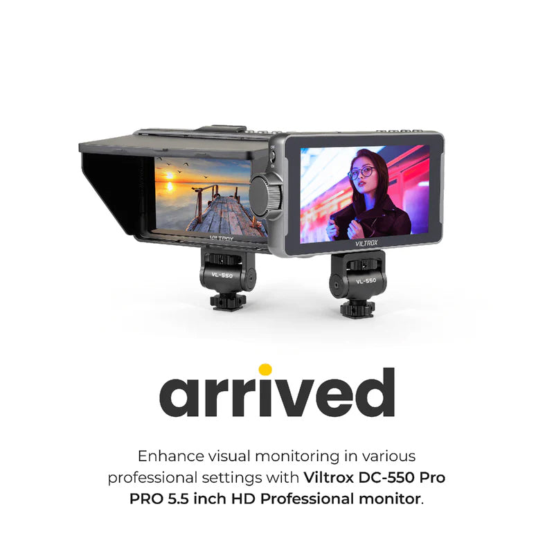 شاشة VILTROX DC-550 Pro الاحترافية مقاس 5.5 بوصة، سطوع 1200 شمعة، شاشة عرض واسعة الزاوية عالية الدقة للمخرجين، مناسبة لاستوديوهات التصوير الفوتوغرافي وإنتاج الفيديو والتلفزيون (VILTROX DC-550 Pro)