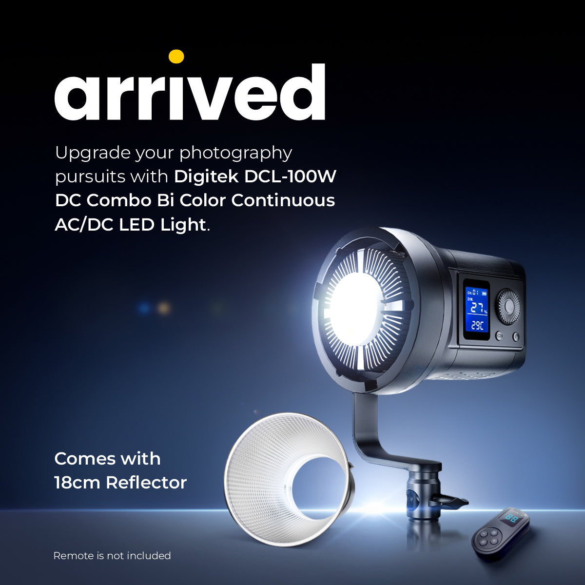 Digitek DCL-100W DC Combo Continuous AC/DC LED Light DCL-lOOW DC Combo with 18 CM Reflector - Digitek
