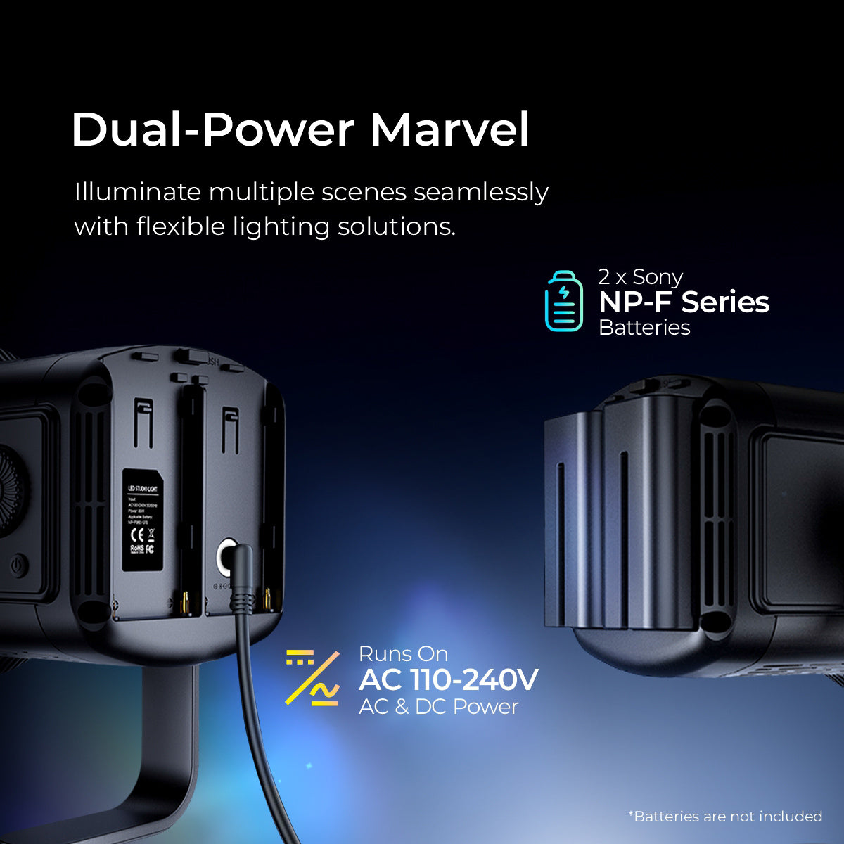 Digitek DCL-100WBC DC Combo Bi Color Continuous AC/DC LED Light DCL-lOOWBC DC Combo with 18 CM Reflector - Digitek