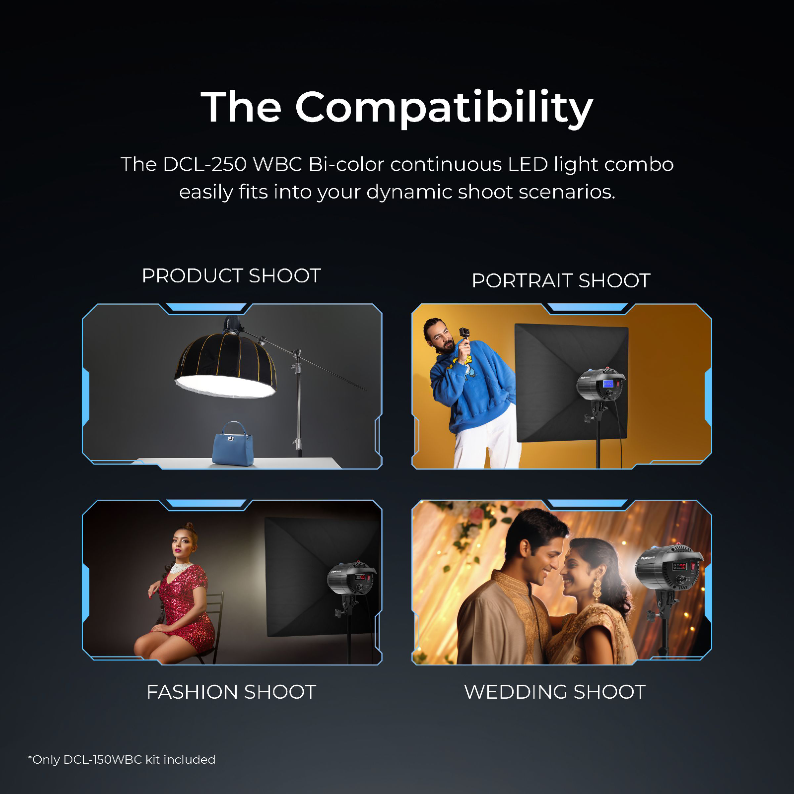 Digitek Lite (DCL-150WBC) Combo Bi Color Continuous LED Light with 18 CM Reflector Suitable for All Kinds of Small Production Photography/Power Saving & Environment Protection - Digitek