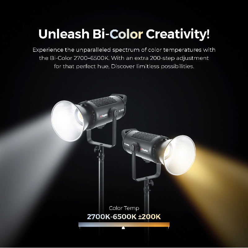 Digitek (DCL-400 WBC Combo) Continuous Light. Built with Solid Aluminium Alloy Frame. The Light has a Bi- Color 2700-6500K + 200 Output and a High CRI Rating - Digitek