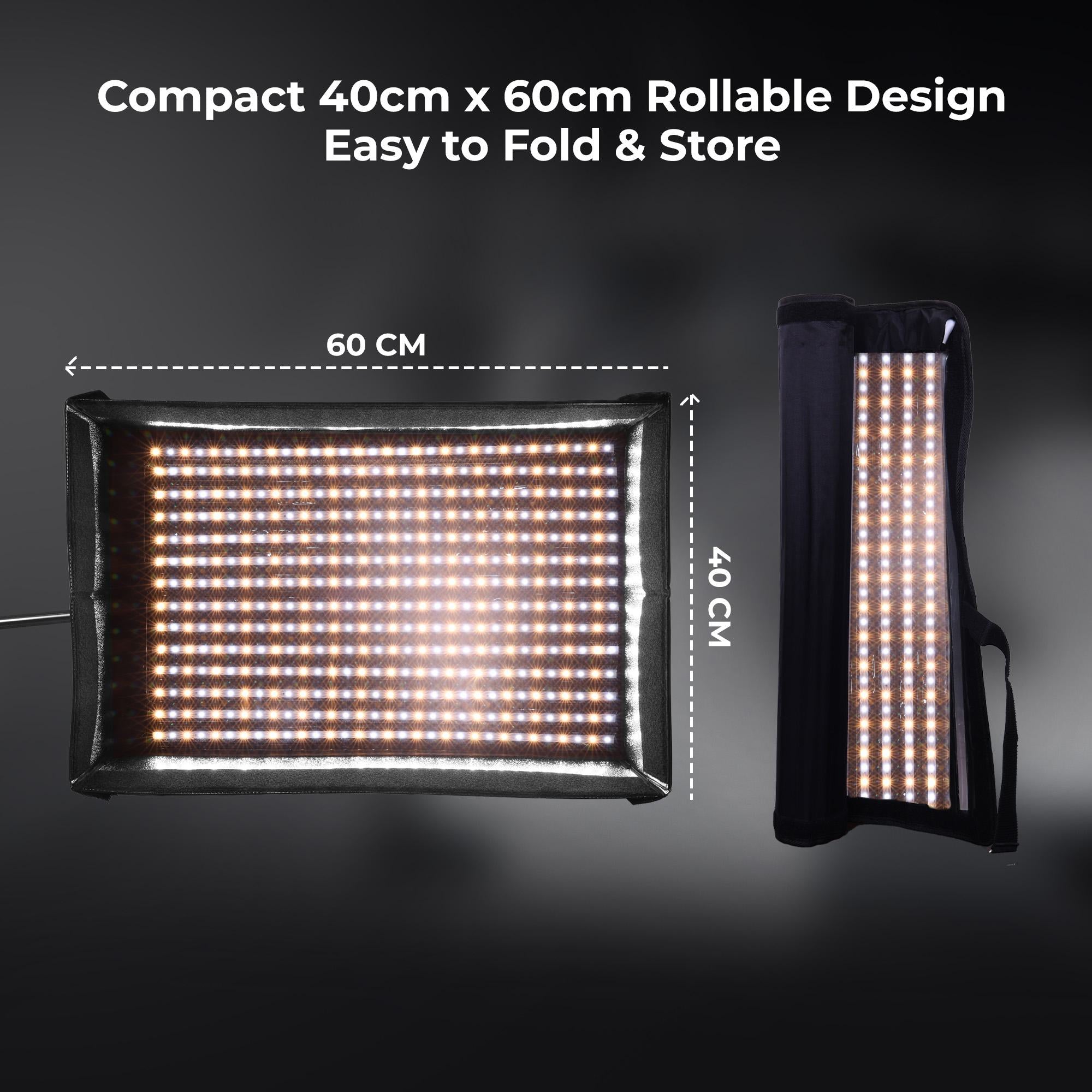 Digitek®(DFFL 4060) 150W Bi-Color Flexible Fabric LED Light with Remote Control, 2700K-6500K±200K, 13500 Lux, RA 95+, 384 LEDs, 120° Beam Angle, Dimmable Video Light with Metal Frame, Diffuser and Honeycomb Grid for Photo & Videography