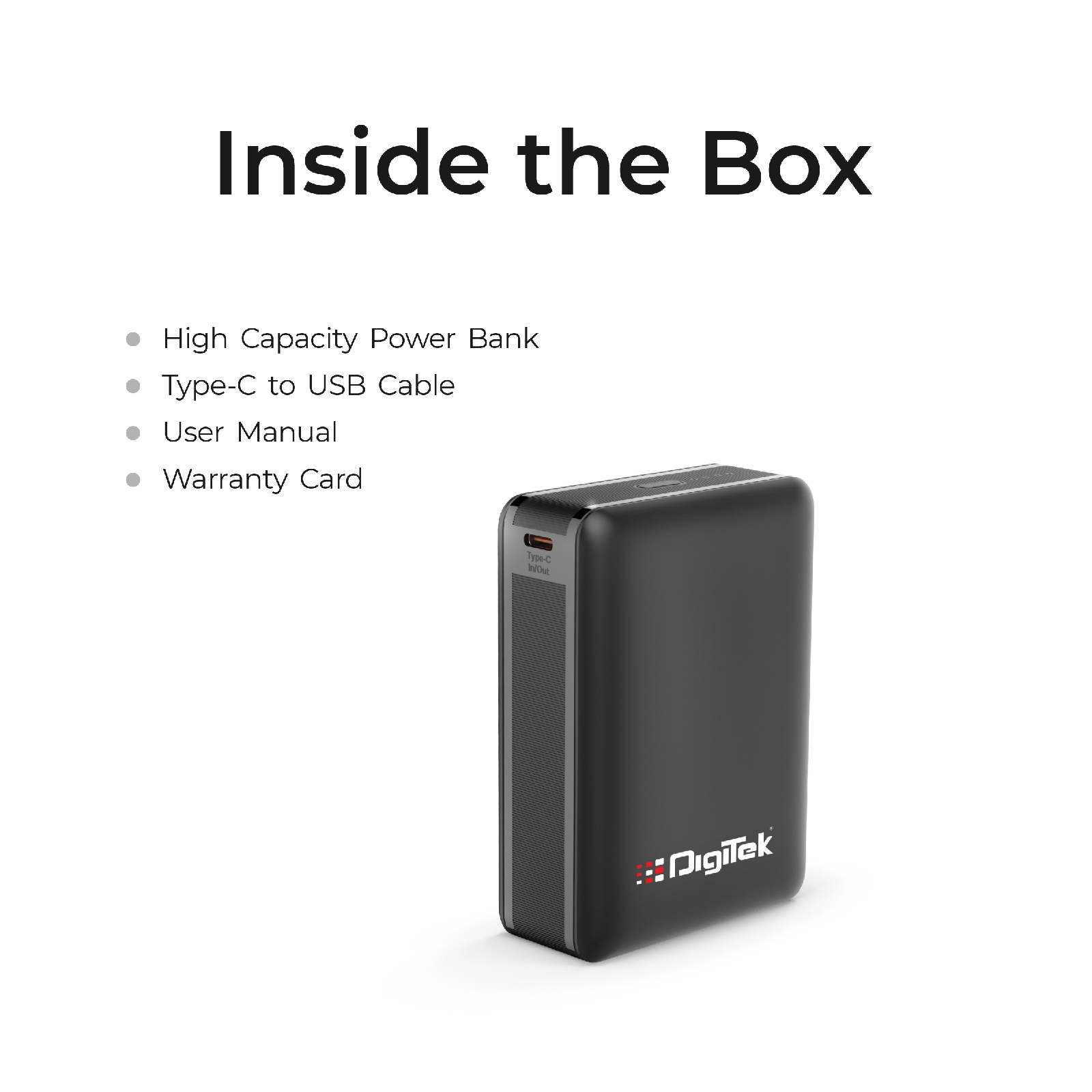 Digitek (DPB-20000 PD QC) High Capacity Superfast Power Bank with 22.5 Watt PD / QC charging with Type C Port (20000 mAh) with White