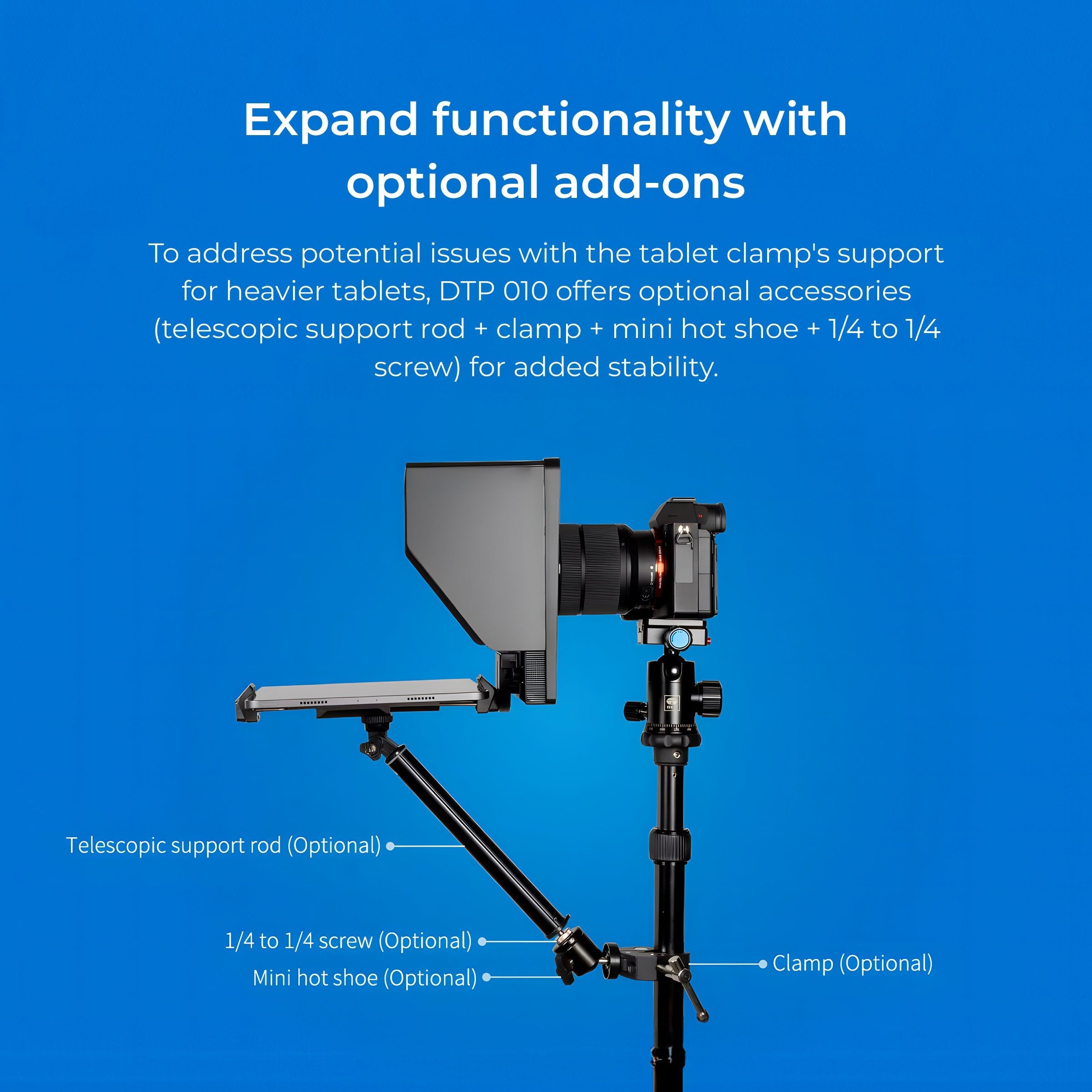 Digitek (DTP 010) 10” Digitek Teleprompter for Smartphone & DSLR Supports w/Remote Control, APP Compatible with iOS & Android System for Video Creator - Digitek