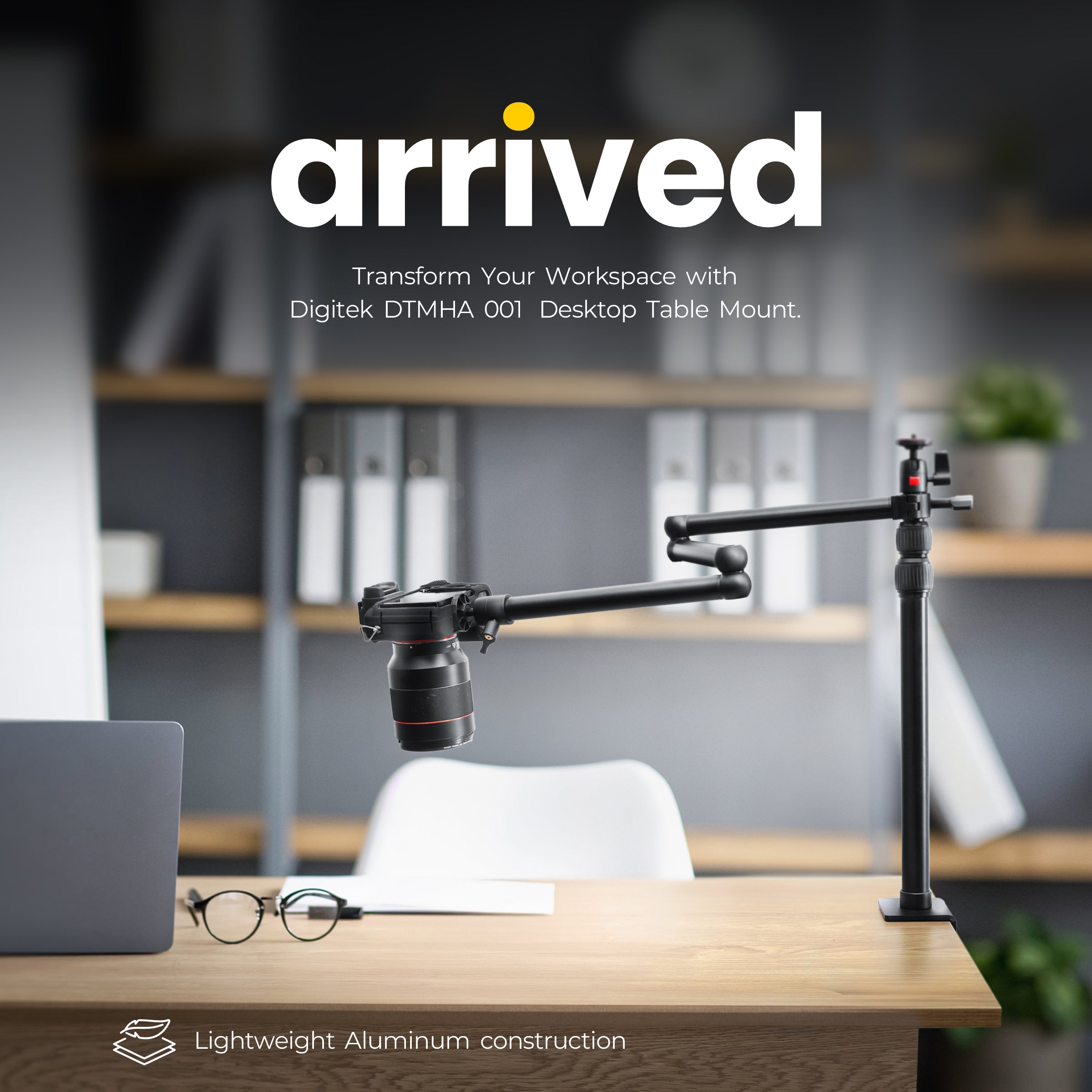 حامل طاولة Digitek (DTMHA 001) مع ذراع تثبيت إضافي للبث المباشر، والفيديو العلوي، وسطح المكتب، وغرفة النوم، ولوح السرير، والمكتب