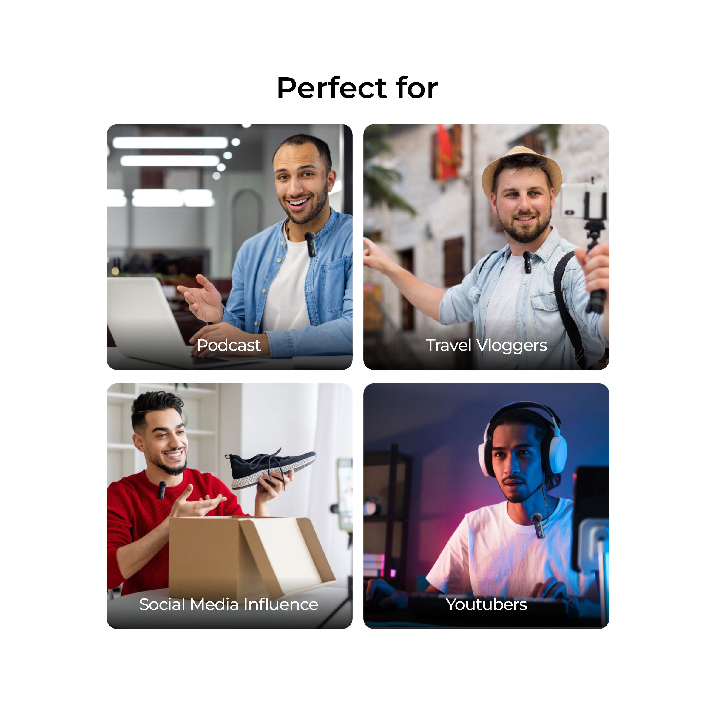 نظام ميكروفون لاسلكي ثنائي الوظائف Digitek® DWM-109، مدى 50 مترًا، بطارية تدوم 7 ساعات، محول من النوع C إلى Lightning، 2.4 جيجاهرتز، خاصية تقليل الضوضاء، متوافق مع أجهزة Android وiPhone، لتسجيل الاجتماعات والمقابلات والمزيد