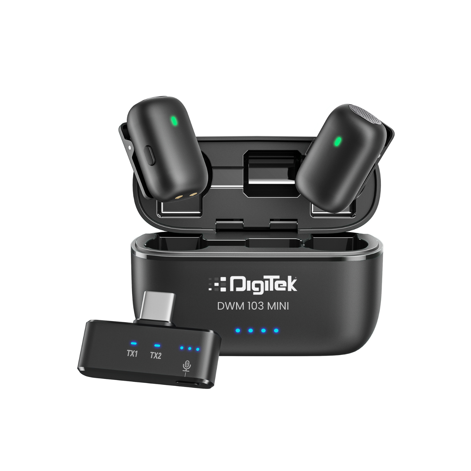 Digitek (DWM 103 Mini) 2-in-1 Wireless Microphone, 2.4G Wireless Mic, 50m Range, 6Hr Battery, Noise Reduction, for iOS & Android Smartphones/Tablets, Ideal for Live Interviews Meetings, Vlogging Live, Streaming