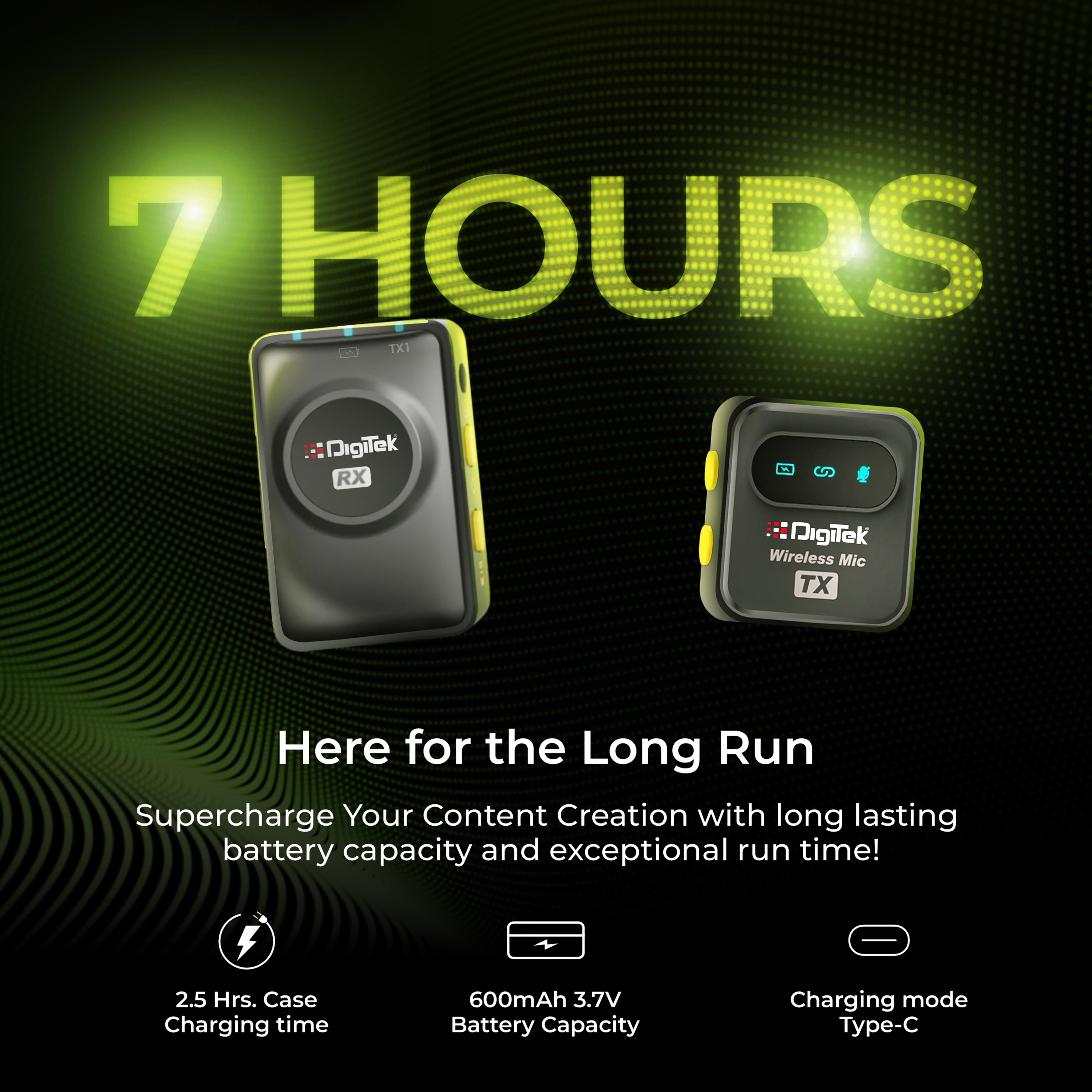 Digitek® (DWM-118) 2-in-1 Wireless Microphone, 50m Range, Noise Reduction, 7Hr Battery, Plug & Play, C-to-C & C-to-LTC Converter, iOS/Android/DSLR Compatible - for Vlogging/Interview/Video Shooting