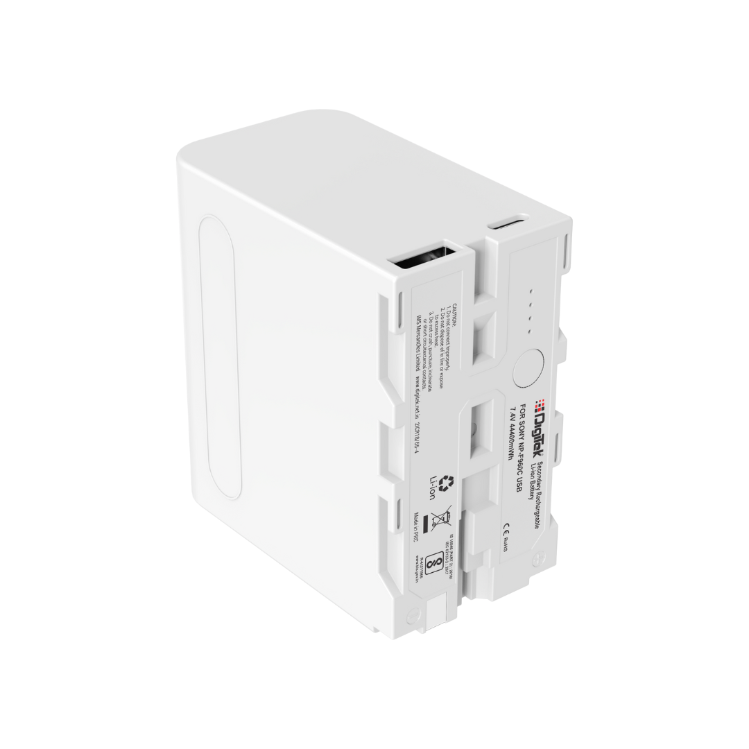 بطارية ديجيتك بلاتينيوم (NP-F970 C USB) ليثيوم أيون قابلة لإعادة الشحن بسعة 12000 مللي أمبير، شحن من النوع C، متوافقة مع كاميرات سوني HXR-MC2500، وHDR-FX1000، وHVR-Z5/Z7، وDCR-VX2000، وNEX-FS700، لإضاءة الفيديو، والإضاءة الحلقية، وألواح LED