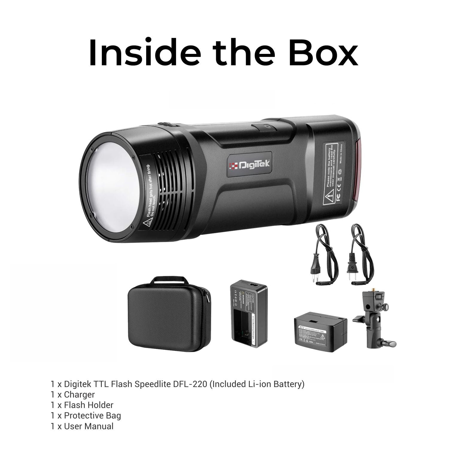 Digitek (DFL 220) Handheld TTL Flash Speedlite, 2s Recycle Time, 5600K Color Temp, 1/18000s High-Speed Sync, 32 Channels, Non Stop Power Range, TTL/Manual/Multi Modes, Lighting for Indoor/Outdoor Shoots