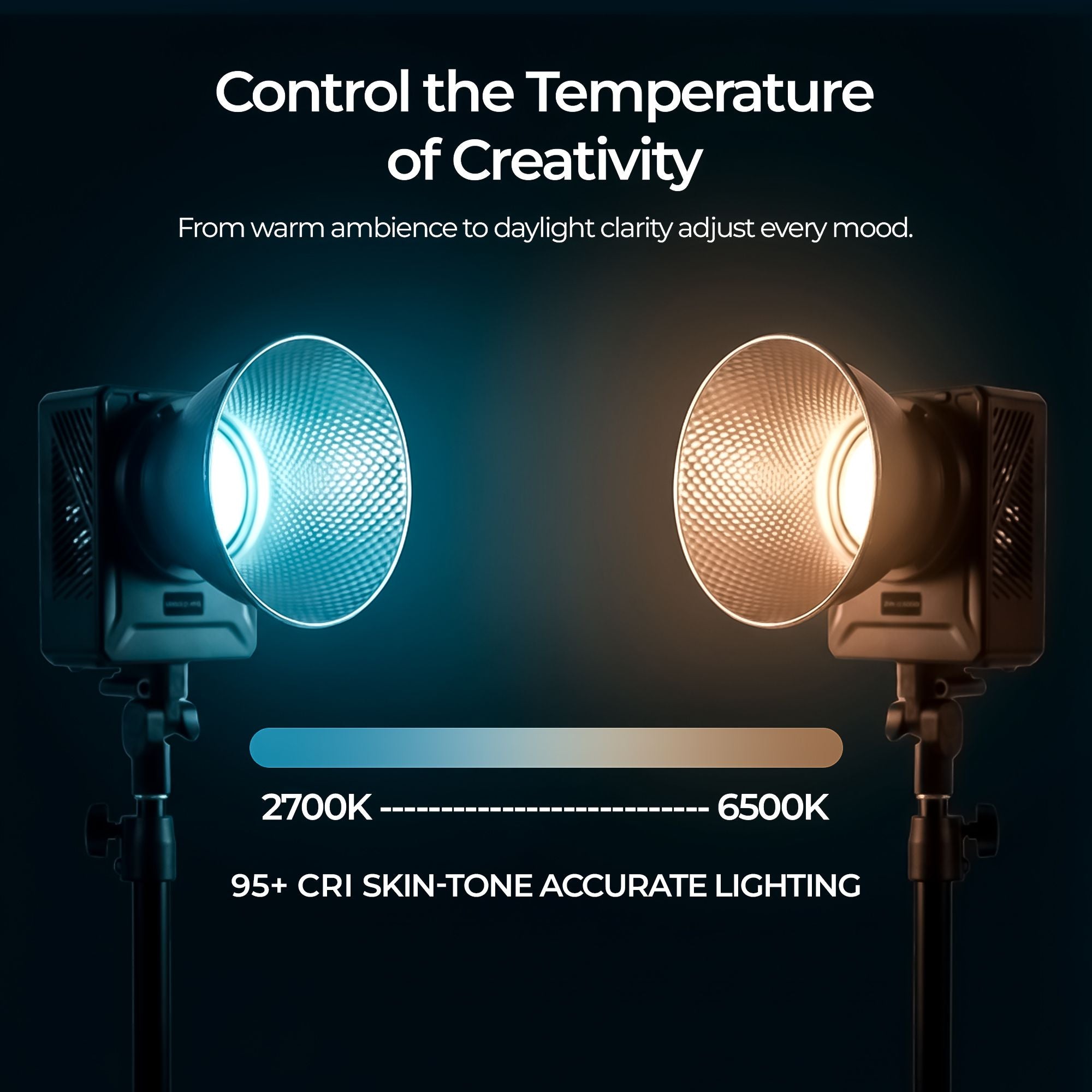 Digitek Lite (DCL 400WBC Combo) 330W Bi Color COB LED Continuous Light with Reflector & Bowens Mount, 10 Fx Effects, 0-100% Dimming, 2700K-6500K Color Temp, 26860LM, 95+ CRI, For Photo & Video Shoots