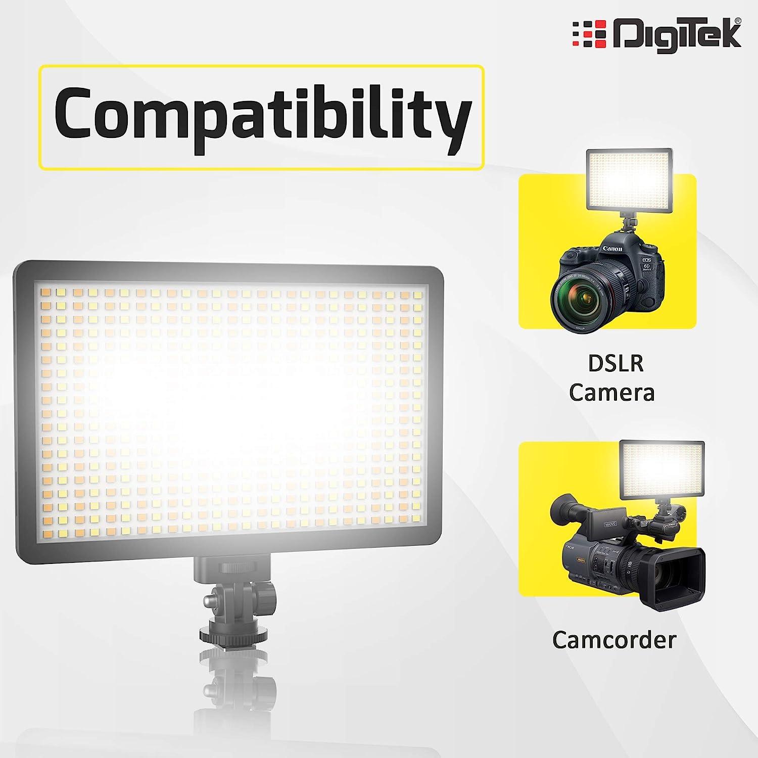 Digitek Bi-color LED D520WB Video Light & NP-750 Li-ion Battery with Micro USB Charging (LED D520WB COMBO) - Digitek
