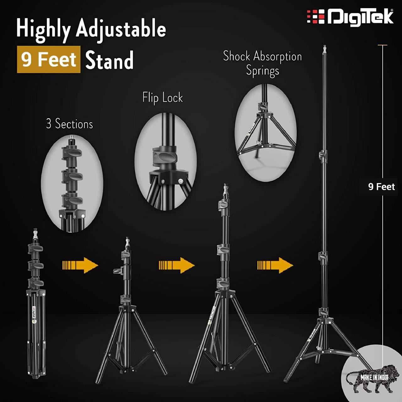 Digitek (DRL-18HC9) Professional 18" inch Ring Light with Stand | 2 Color Modes Dimmable Lighting | for YouTube Photo/Video Shoot Makeup & More | Compatible with iPhone/Android Phone & Camera, Black - Digitek