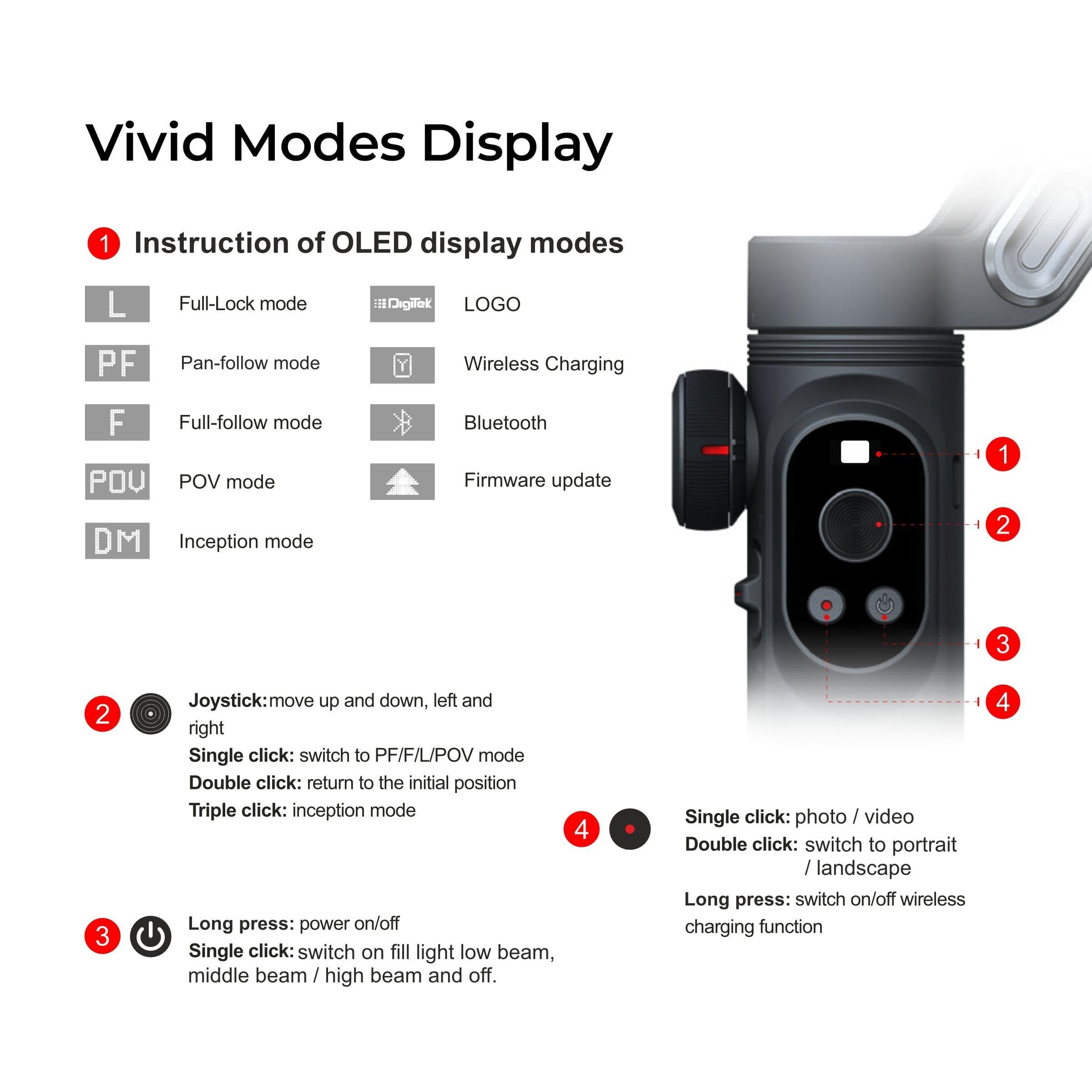 DigiteK (DSG-010PRO)3 Axis Foldabe Smartphone Gimbal - Digitek