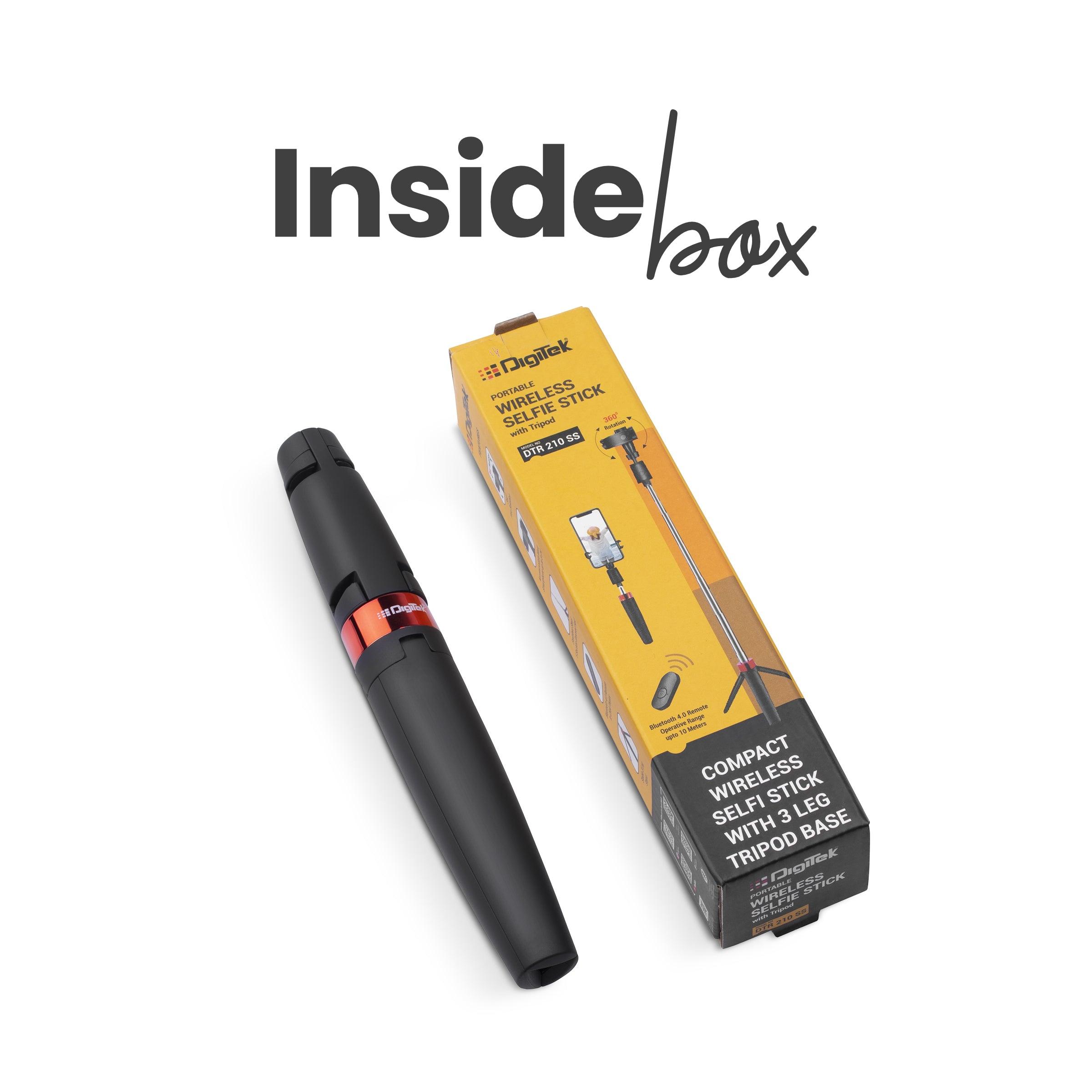 Digitek (DTR-210SS) Portable Selfie Stick with Wireless Remote and 3 Legs Tripod Base, Compatible for iPhone/OnePlus/Samsung/Vivo/Oppo and All Smartphones - Digitek