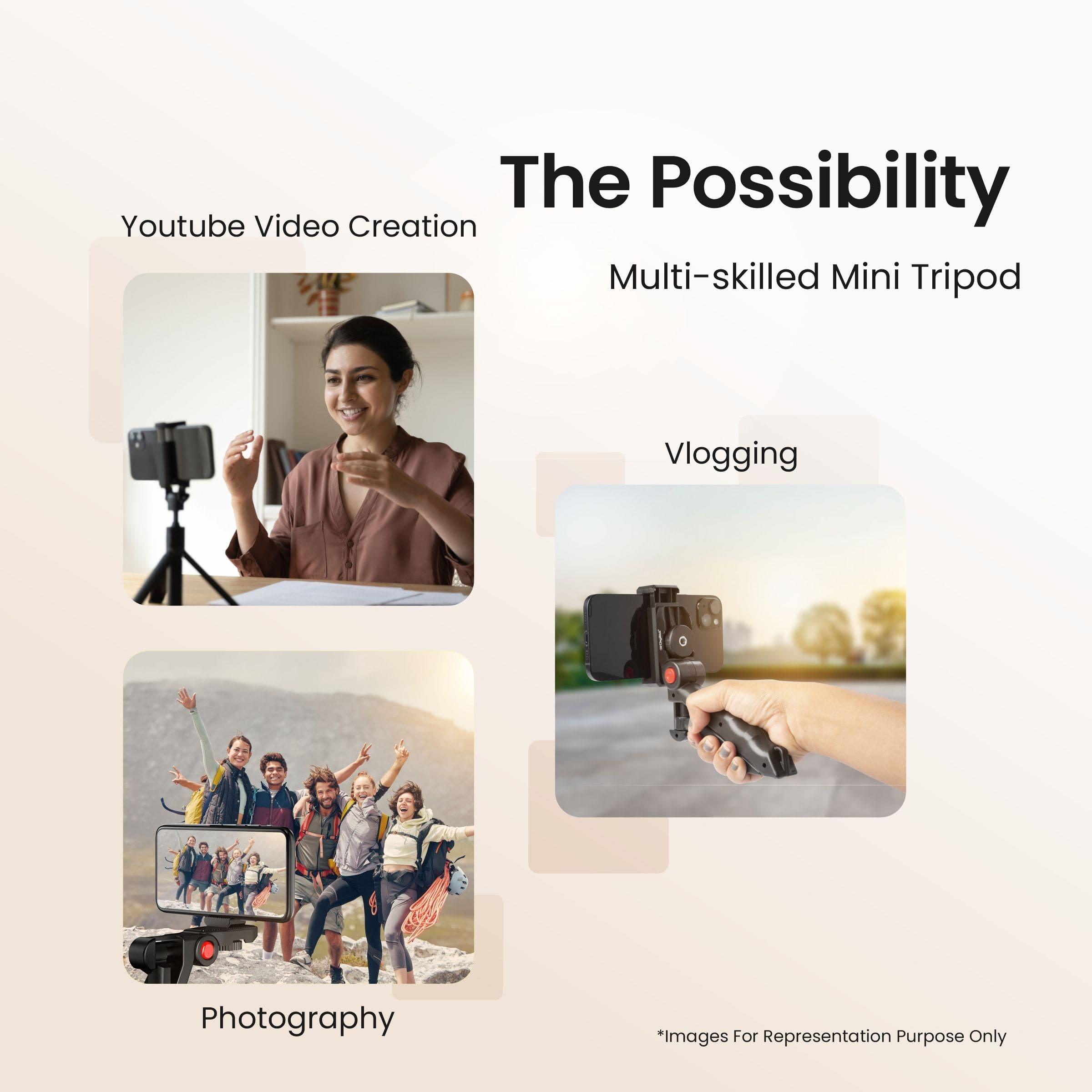 Digitek DTR-220 Mini Table Top Tripod with Pistol Grip Handle & Remote, Portable & Lightweight, Ideal for Longer Duration Shoot - Digitek