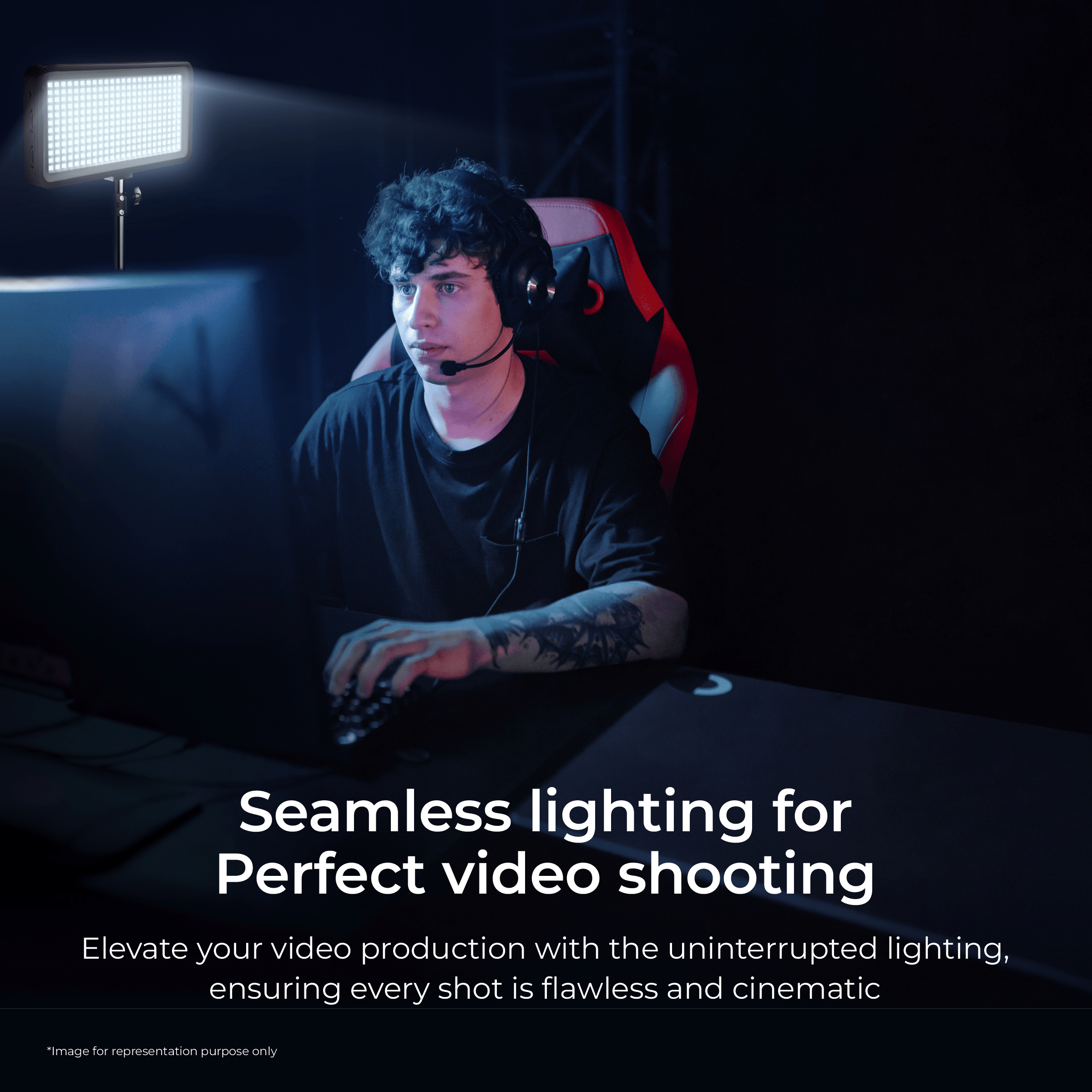 Digitek (LED-D300) Ultra Slim Portable Professional LED Video Light Multi Scene Lightening & Colour Temperature & Brightness Control - Digitek