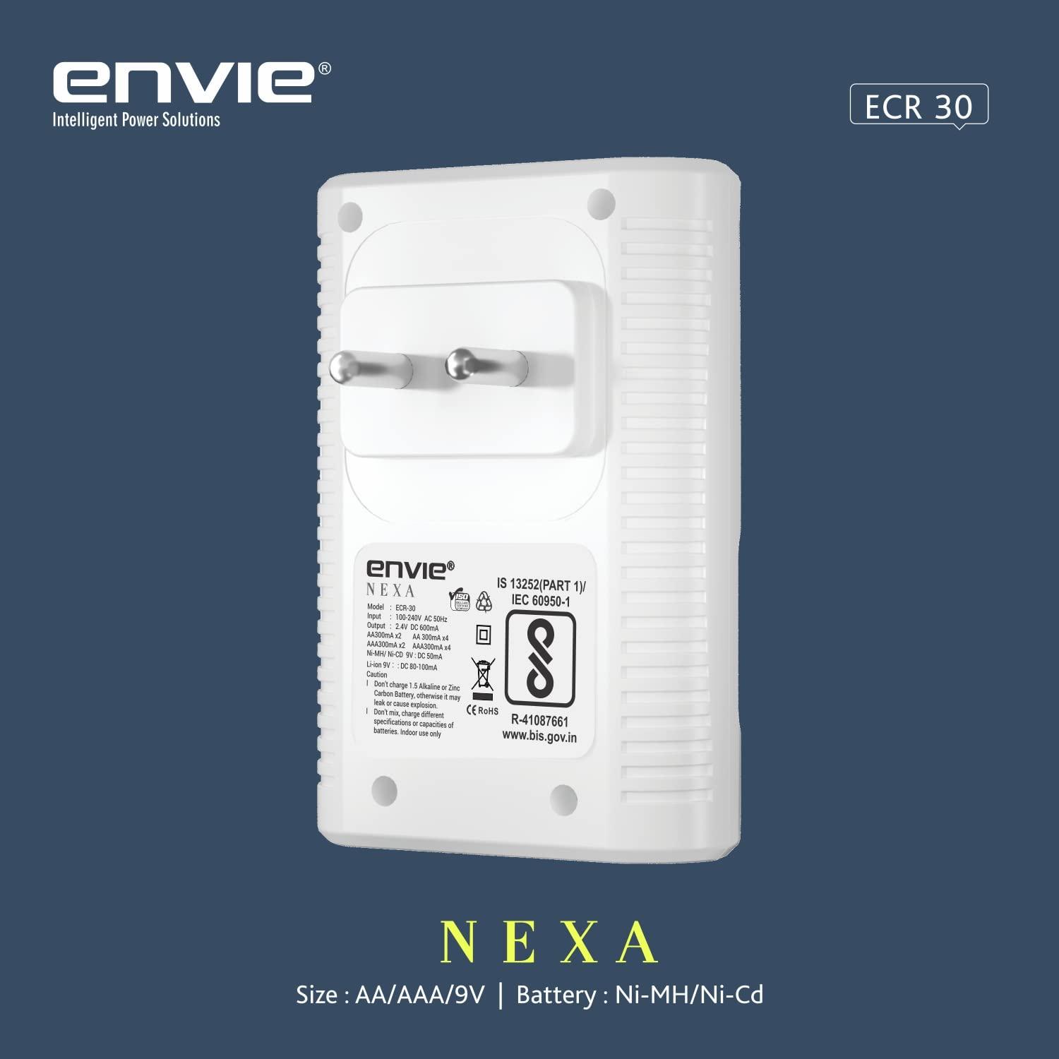 ENVIE (ECR 30) Charger NEXA ECR 30 Smart Charge Control Charger System for AA & AAA & 9V Rechargeable Batteries - Digitek