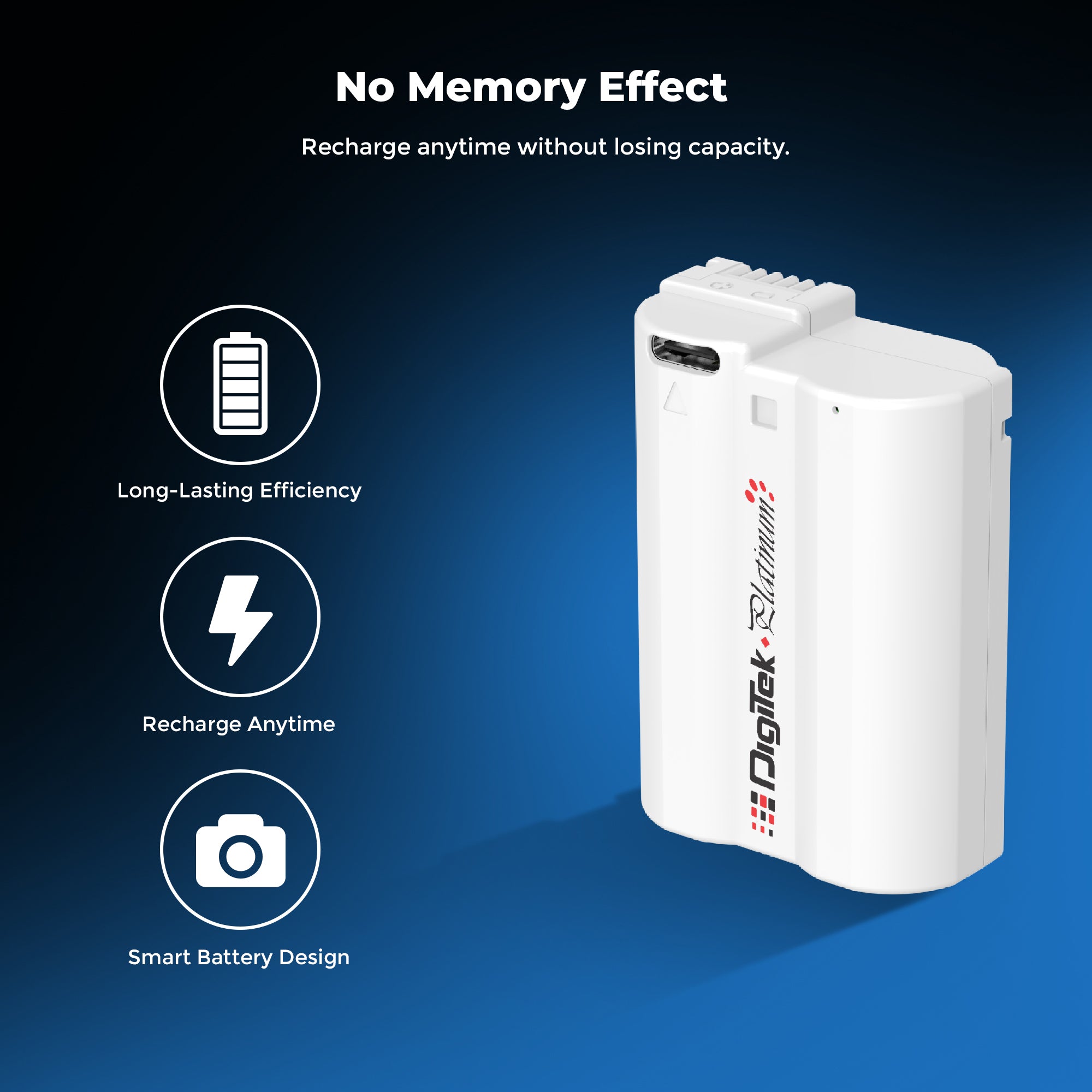 Digitek Platinum (EL-EL15 Type C) 3000mAh Li-ion Battery for Nikon DSLR Cameras with Type-C Cable, Compatible with Nikon D500, D600, D610, D750, D800, D800E, D700, D7100, & D1V1 DSLR cameras.