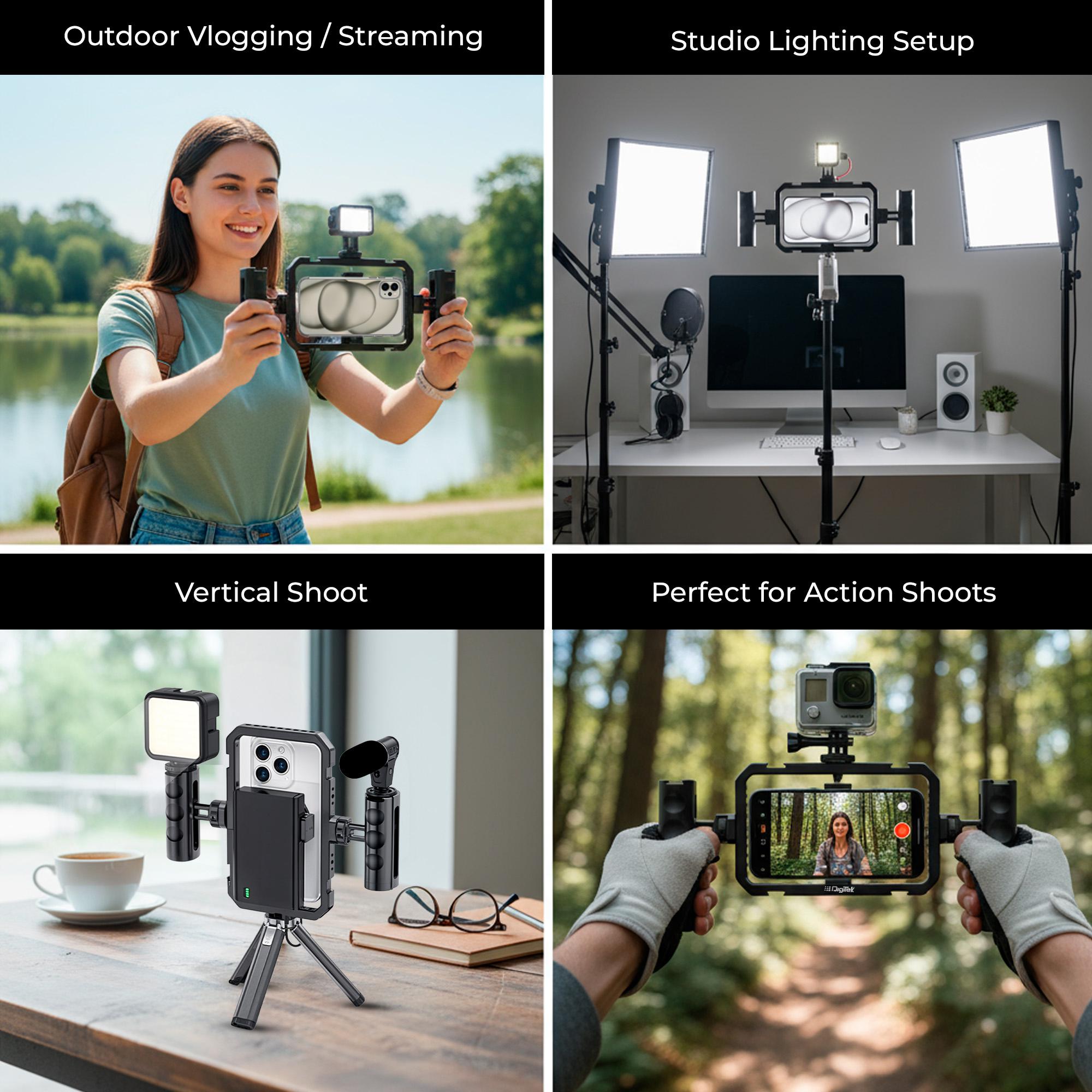 Digitek (DSC 002) Handheld Aluminum Alloy Universal Smartphone Cage Video Rig for Vloggers