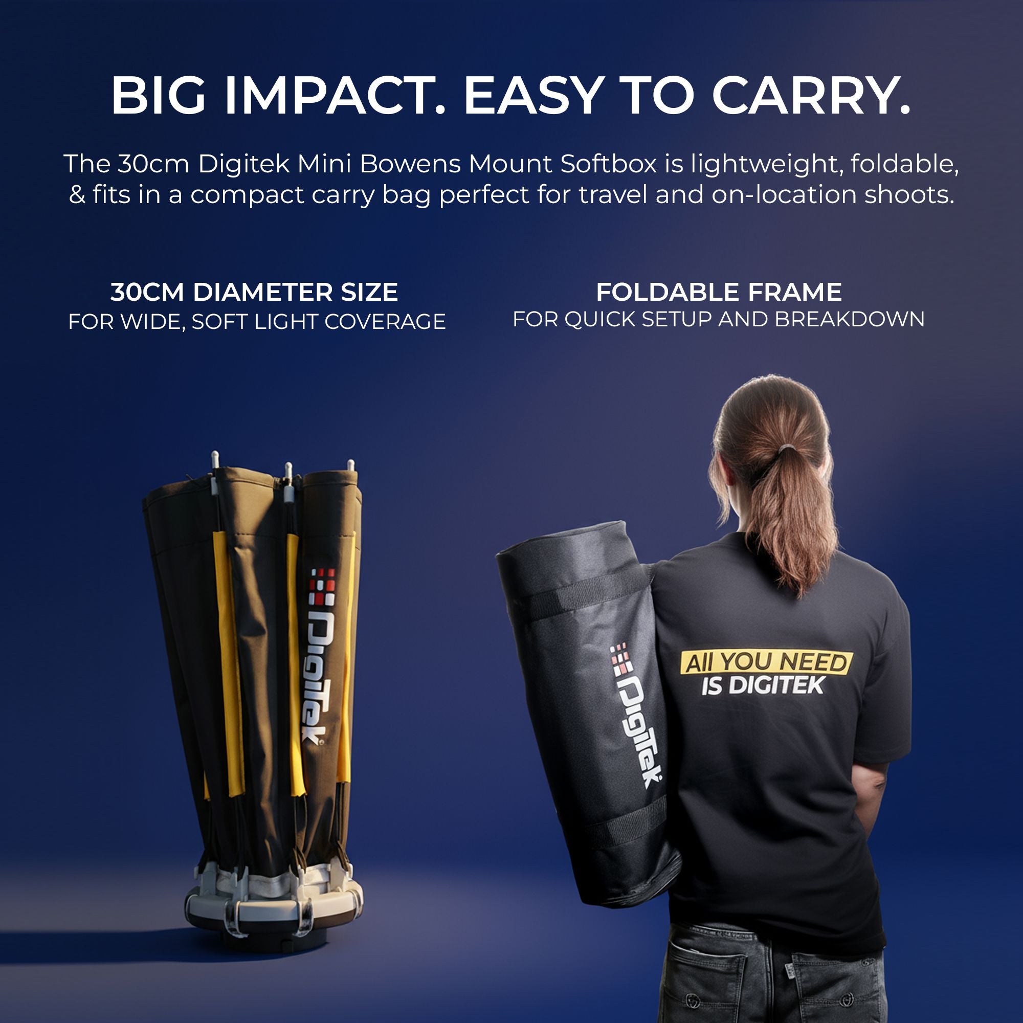 صندوق إضاءة ناعم Digitek (DSB 30cm Mini) مقاس 30 سم مع حامل Mini Bowens