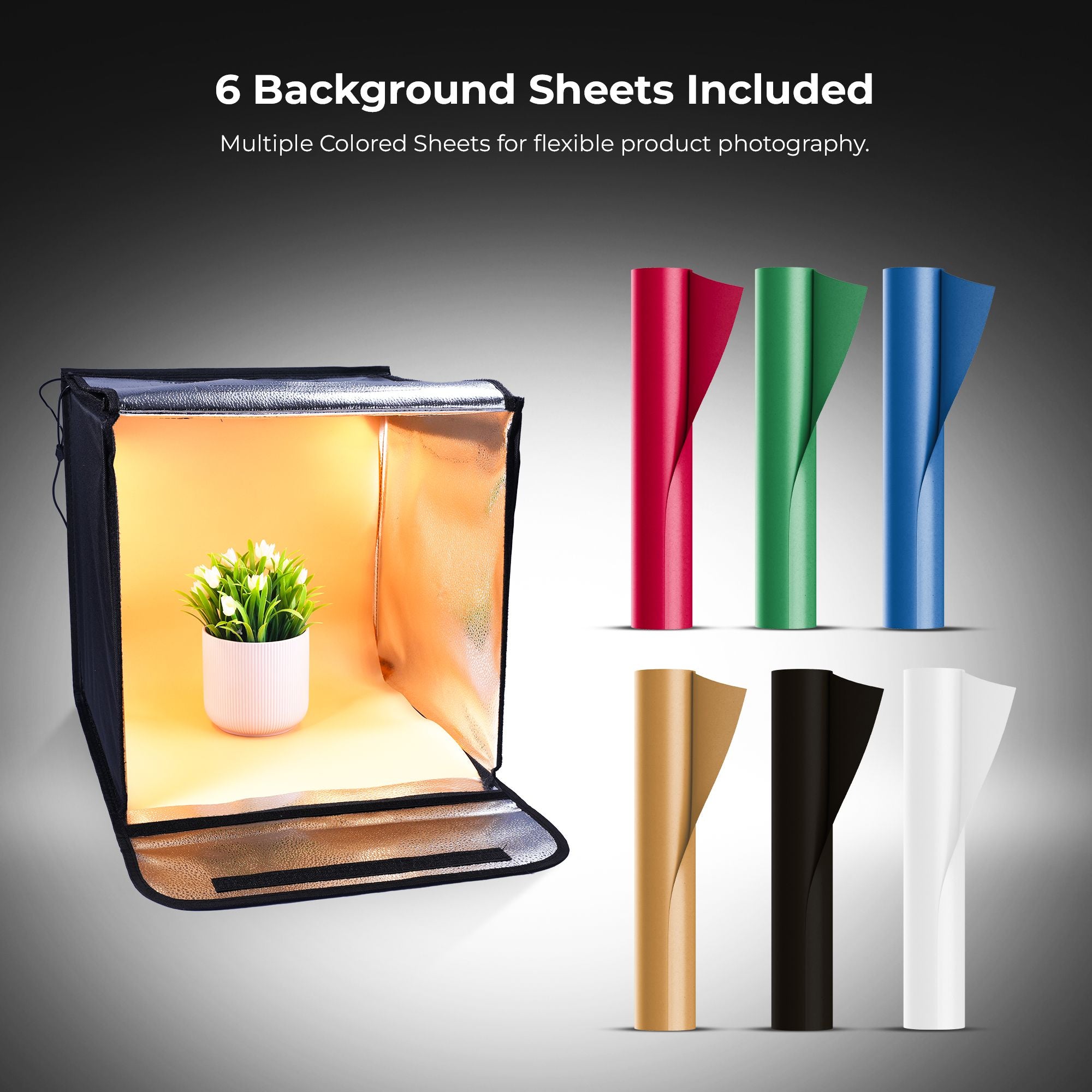 Digitek (DPLB 4040) Professional 40cm Photography LED Light Box, 30W Dual Bi-Color LED Panels, 2800K–6800K, 90 CRI, 0-100% Dimming, 6 Color PVC Backgrounds, Shadow-Free Shooting for Camera & Phone